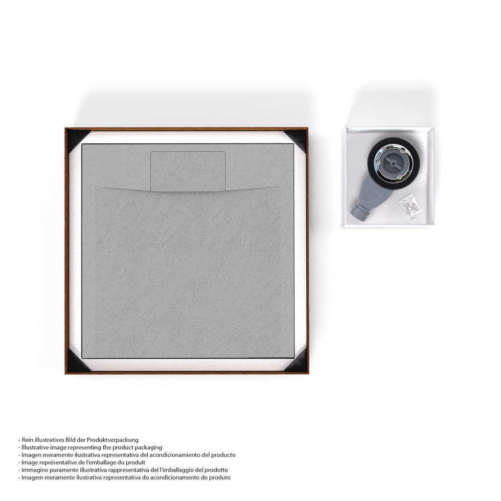 POLAR - Base de duche cinzenta antiderrapante, resistente, duradouro e fácil de limpar - Inc. sifão