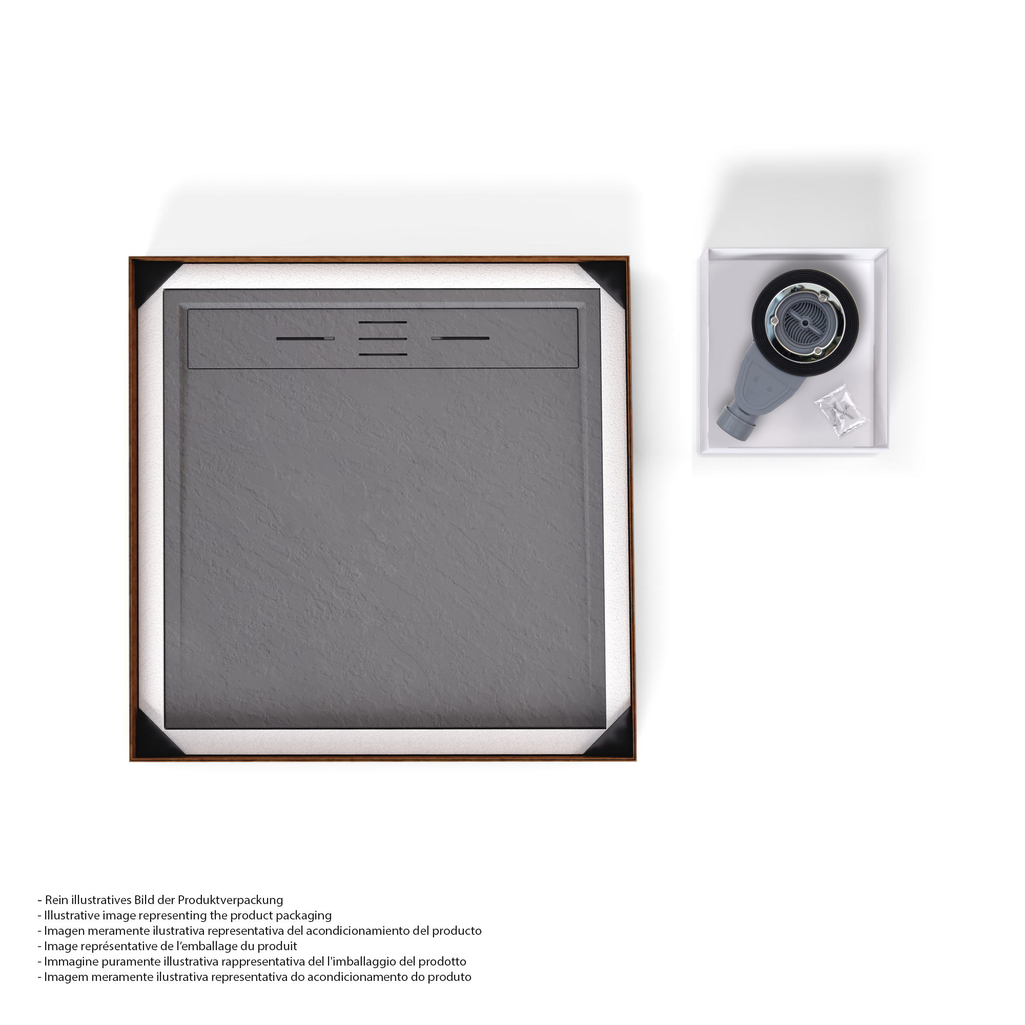 HIEMAL - Base de Duche Cinzenta Antiderrapante, Resistente, Duradouro e Fácil de Limpar - Inc. Sifão