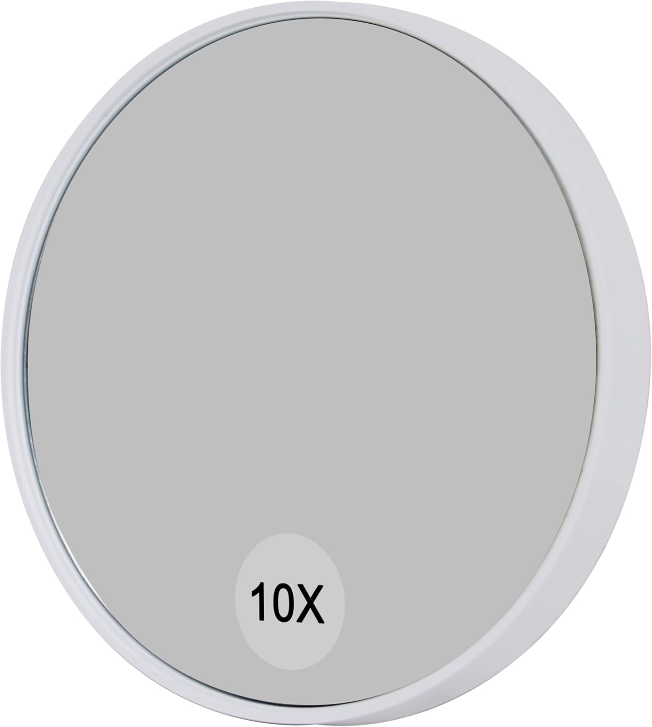 Espelho de Maquilhagem com Aumento 5X e 10X, Espelho Portátil Redondo 9x9 cm, sem Luz, com 2 Ventosas, Branco
