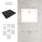 SHIMMER - Base de Duche Preta Smooth Acrílica, Textura Lisa, Extraplana 5cm, Sifão e Válvula Incluídos