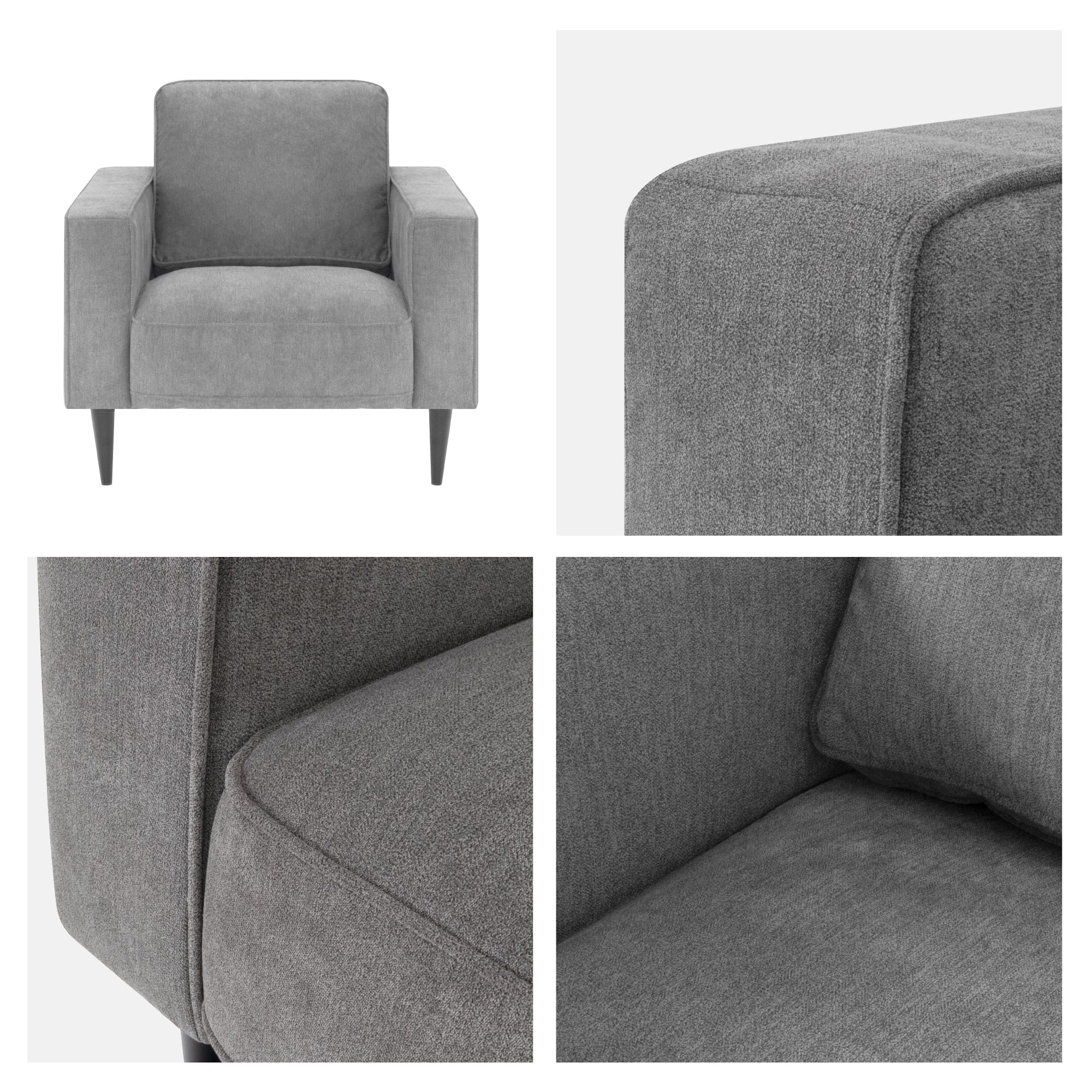 ANTHONY – Sofá de design moderno em poliéster cinzento (1 a 3 lugares)