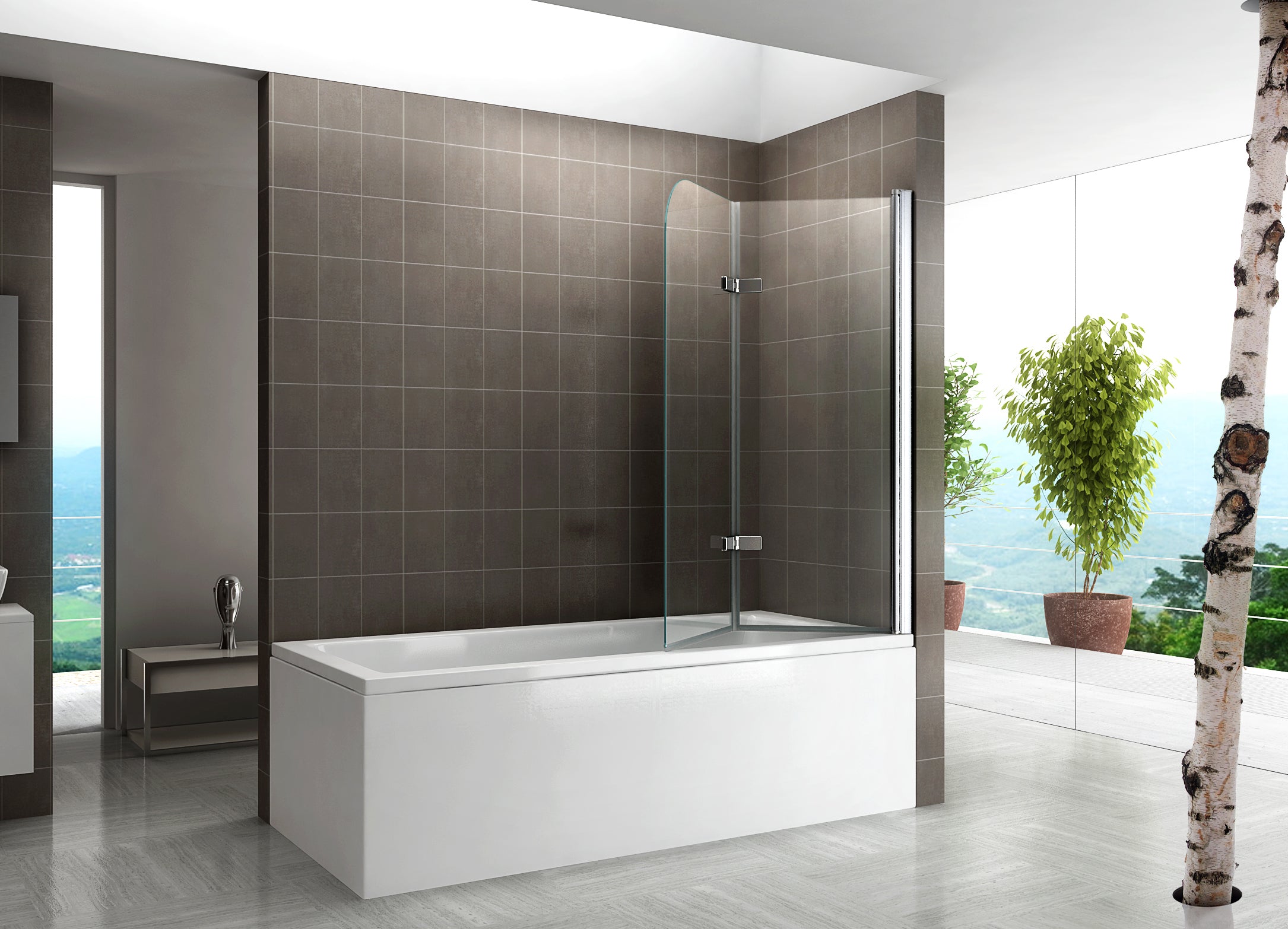 ANITA - Divisória para banheira em vidro transparente temperado de 6 mm