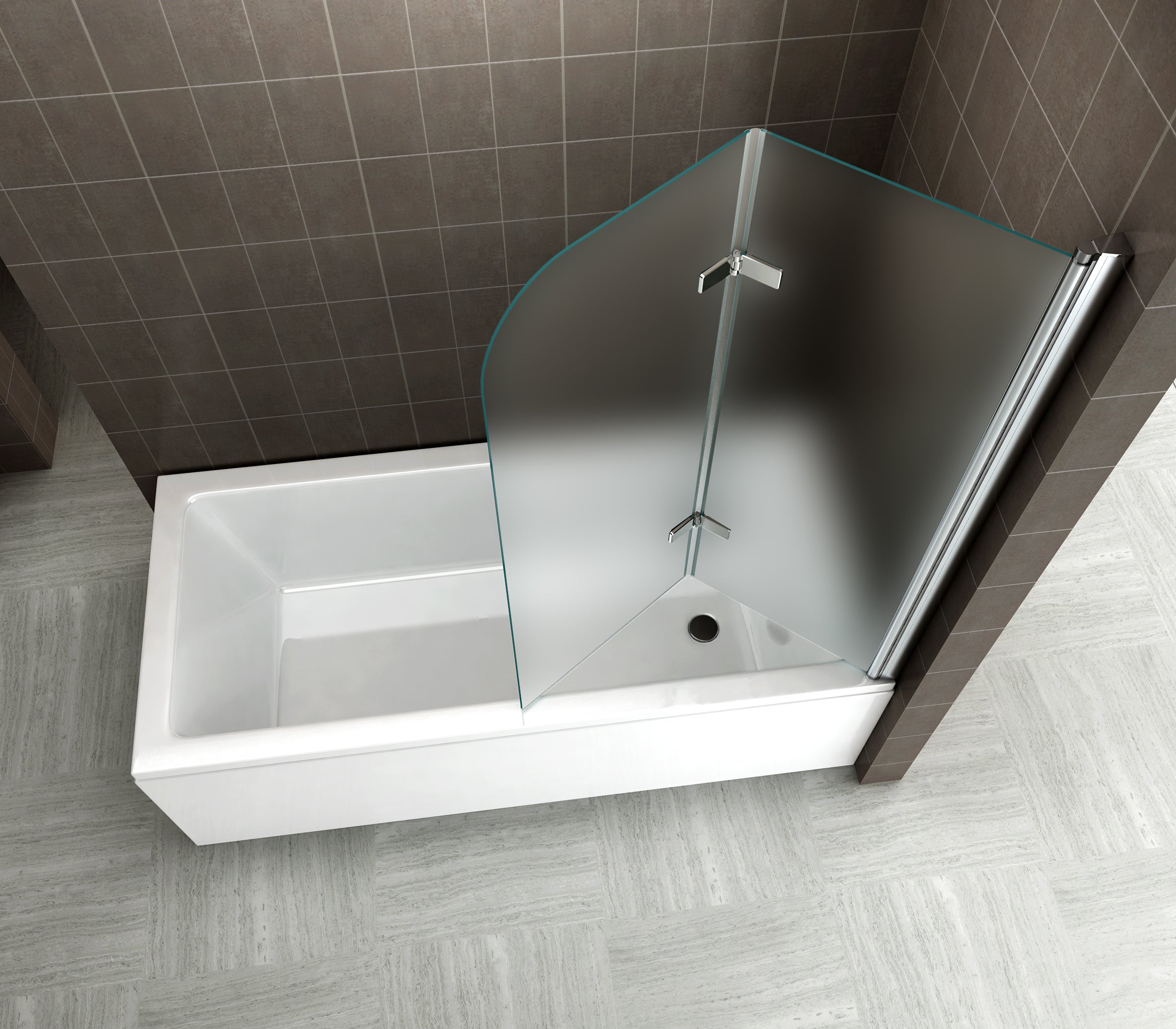 ANITA - Divisória para banheira em vidro fosco temperado de 6 mm