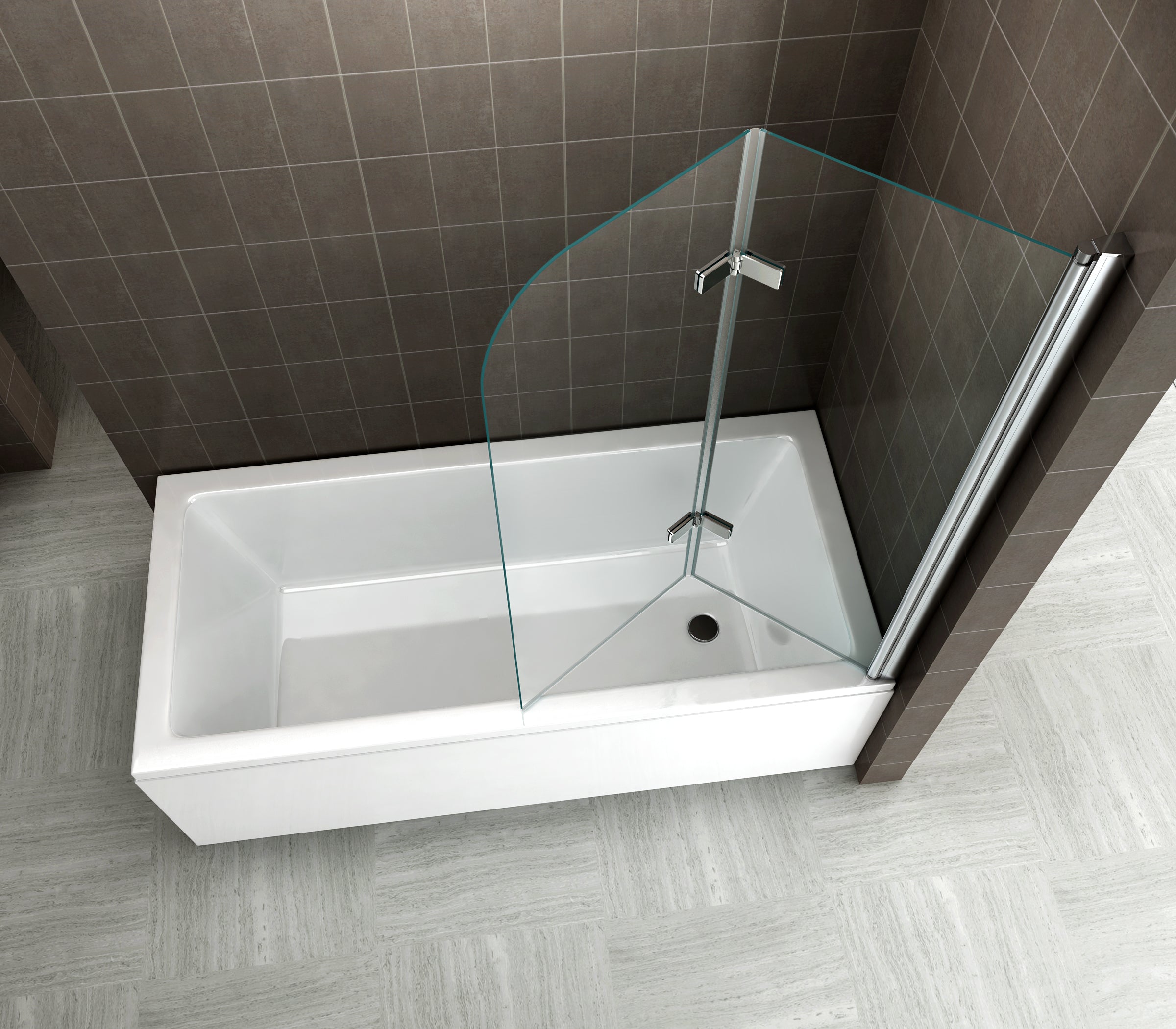 ANITA - Divisória para banheira em vidro transparente temperado de 6 mm