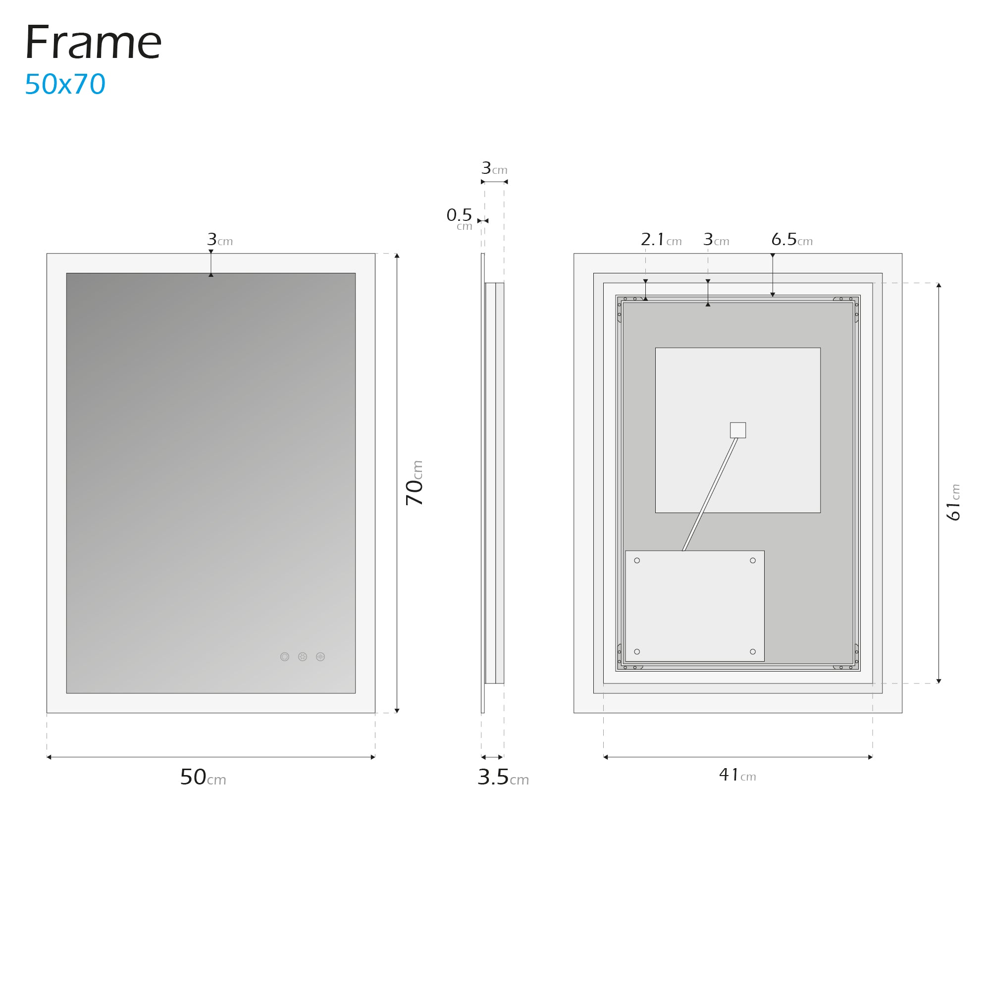 FRAME - Espelho de Casa de Banho Retangular com Iluminação LED