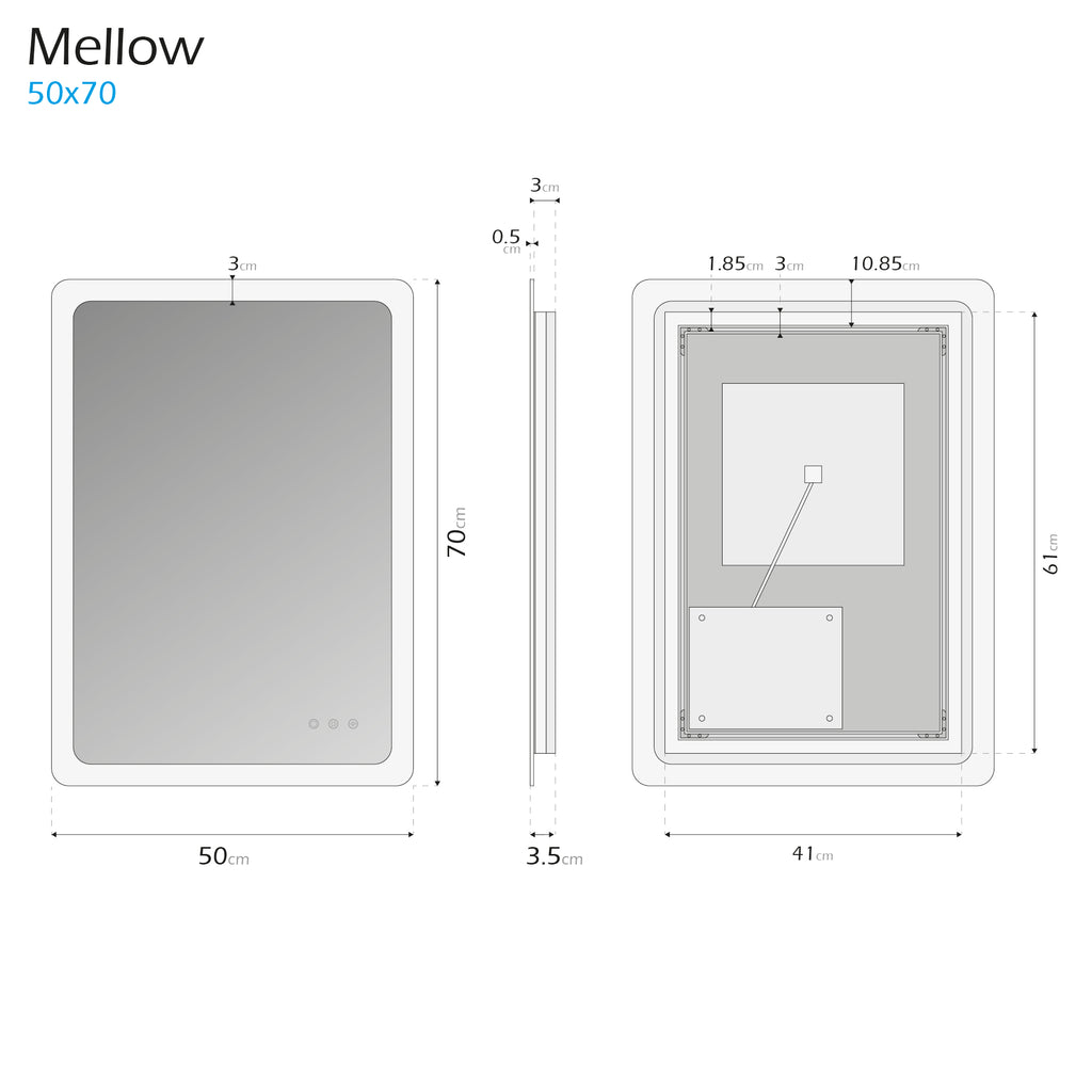 MELLOW - Espelho de Casa de Banho Retangular com Luz LED