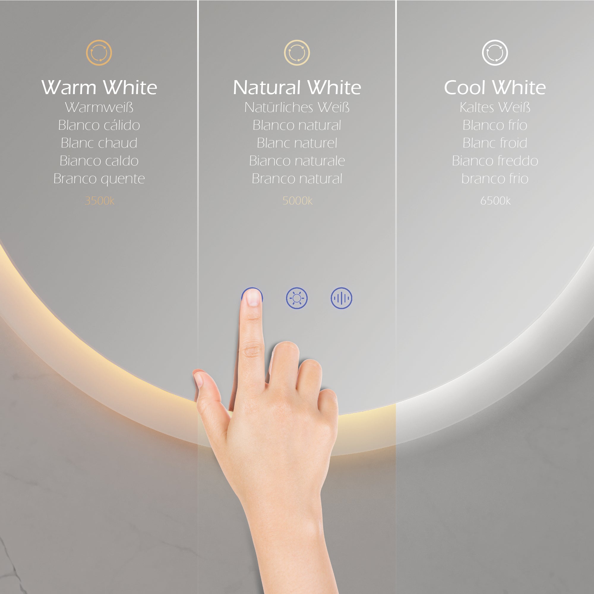 RADIUS - Espelho de Casa de Banho Redondo com Iluminação LED