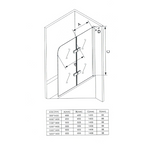 ANITA - Divisória para banheira em vidro fosco temperado de 6 mm