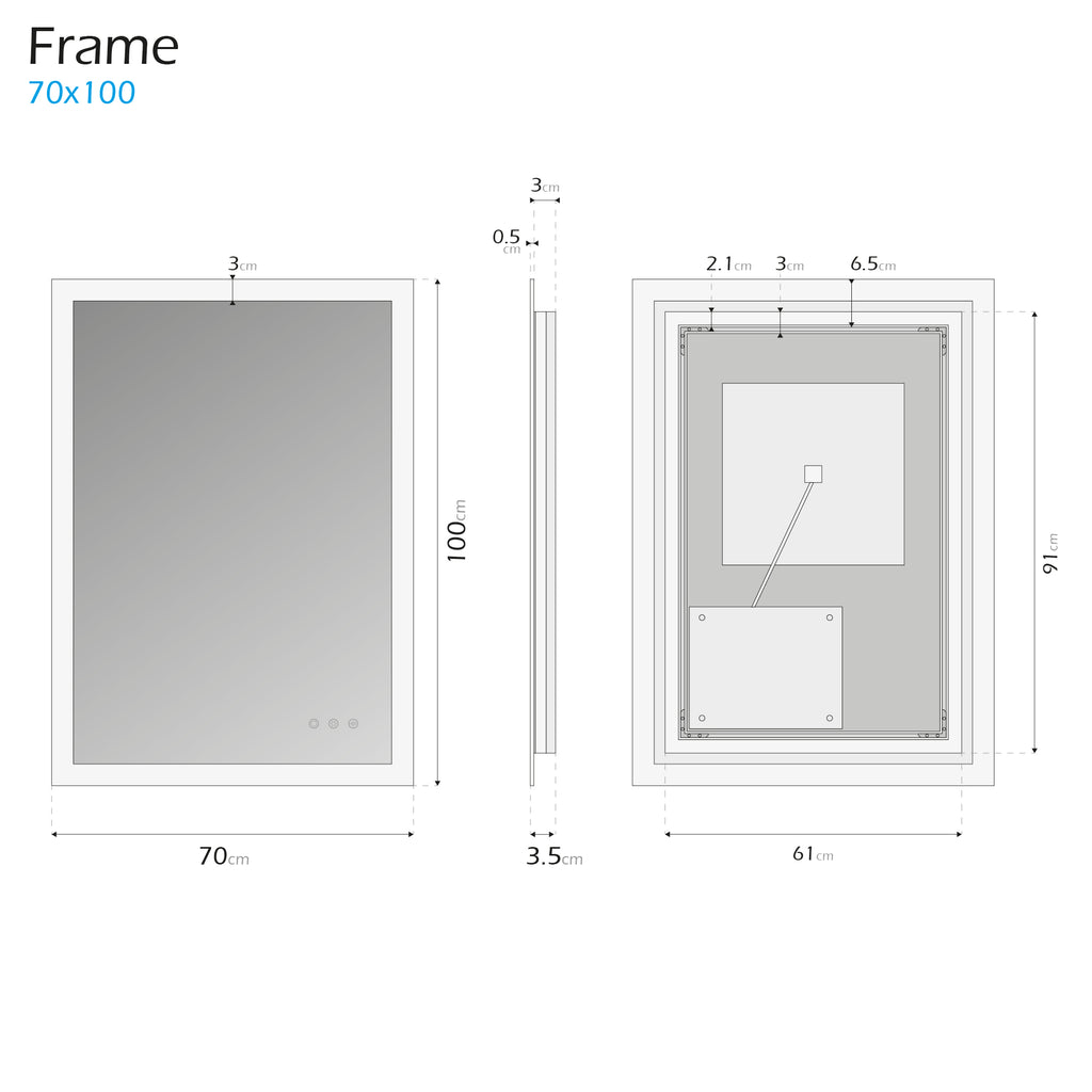 FRAME - Espelho de Casa de Banho Retangular com Iluminação LED