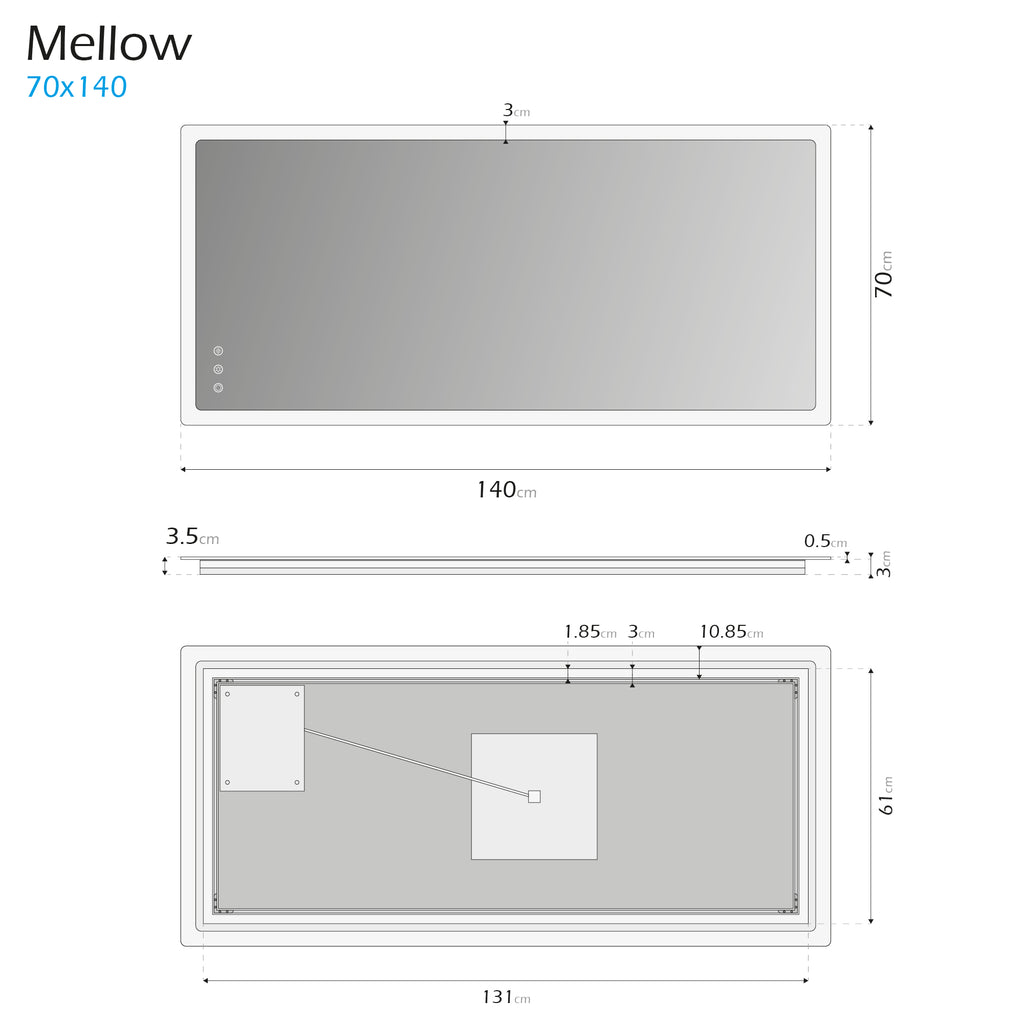 MELLOW - Espelho de Casa de Banho Retangular com Luz LED