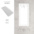 SHIMMER - Base de Duche Branca Smooth Acrílica, Textura Lisa, Extraplana 5cm, Sifão e Válvula Incluídos