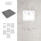 SHIMMER - Base de Duche Cinzenta Stone Acrílica, Textura Pedra, Extraplana 5cm, Sifão e Válvula Incluído