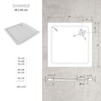 SHIMMER - Base de Duche Branca Smooth Acrílica, Textura Lisa, Extraplana 5cm, Sifão e Válvula Incluídos