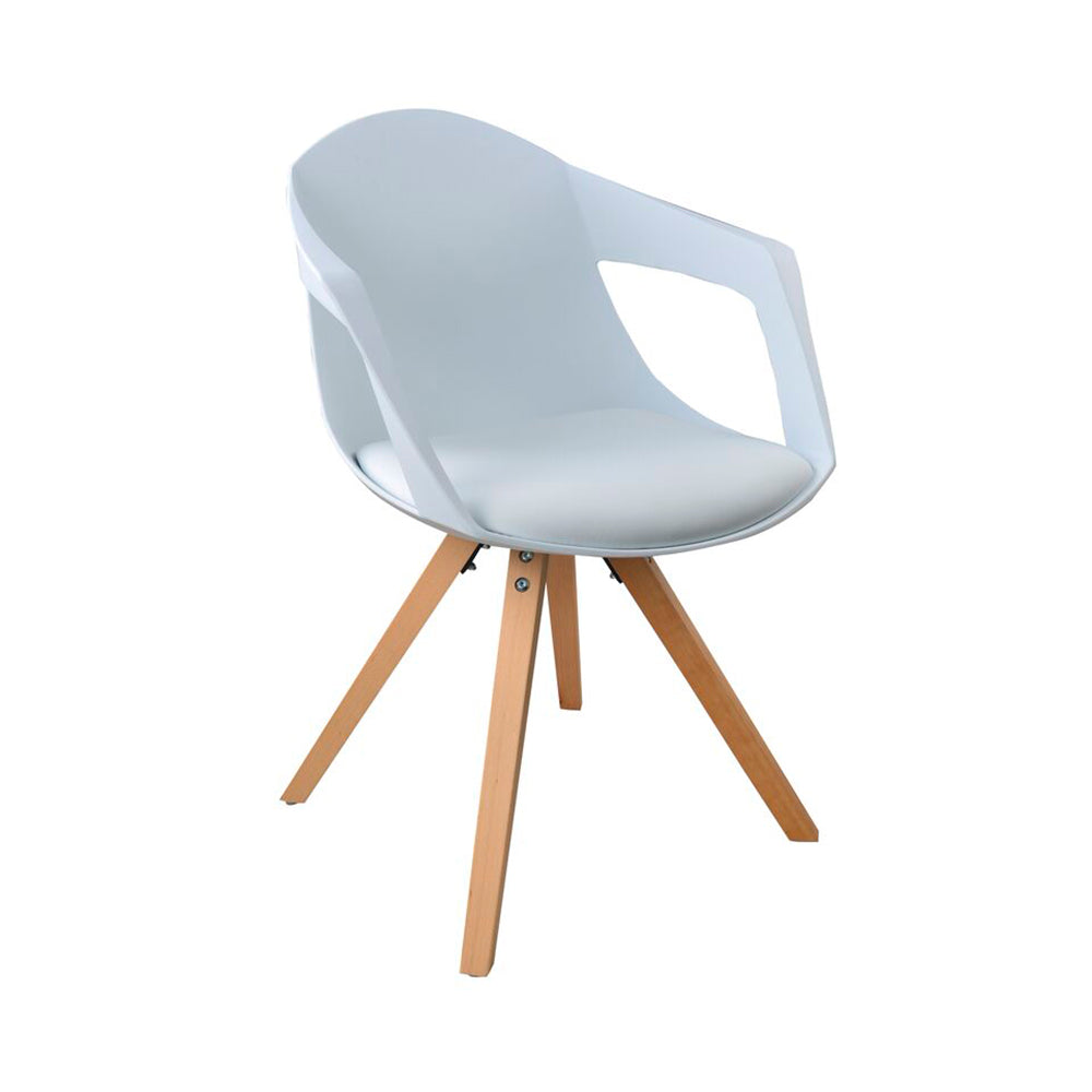 CADEIRA A - Cadeira de refeição branca, conjunto de 2