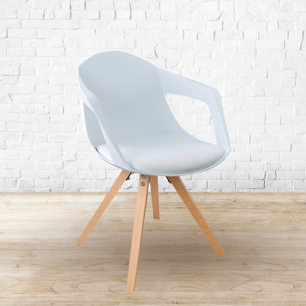 CADEIRA A - Cadeira de refeição branca, conjunto de 2