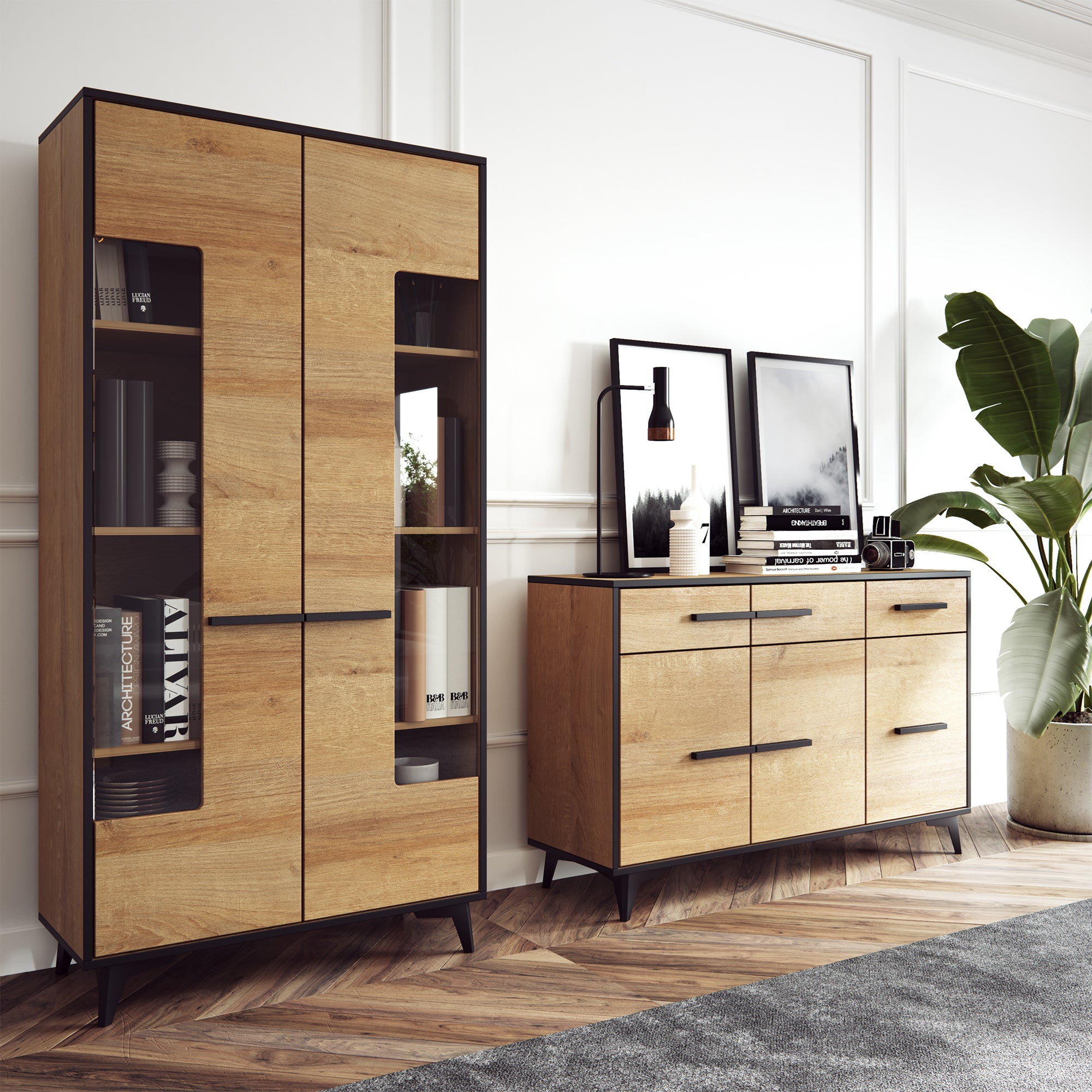 REIMS – Armário em Carvalho com Estrutura Preta | W2D