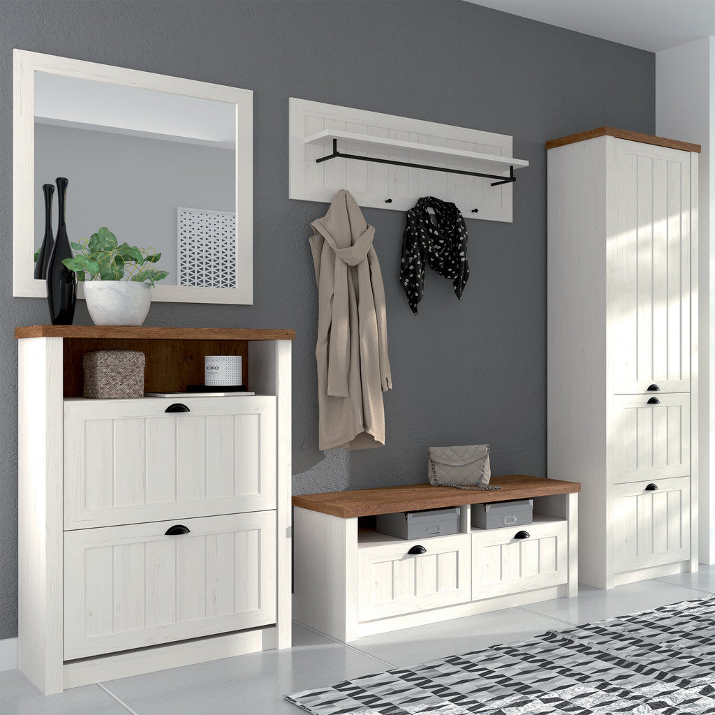 ROCHELLE – Cabide com Prateleira em Branco, Cinza ou Verde | WP