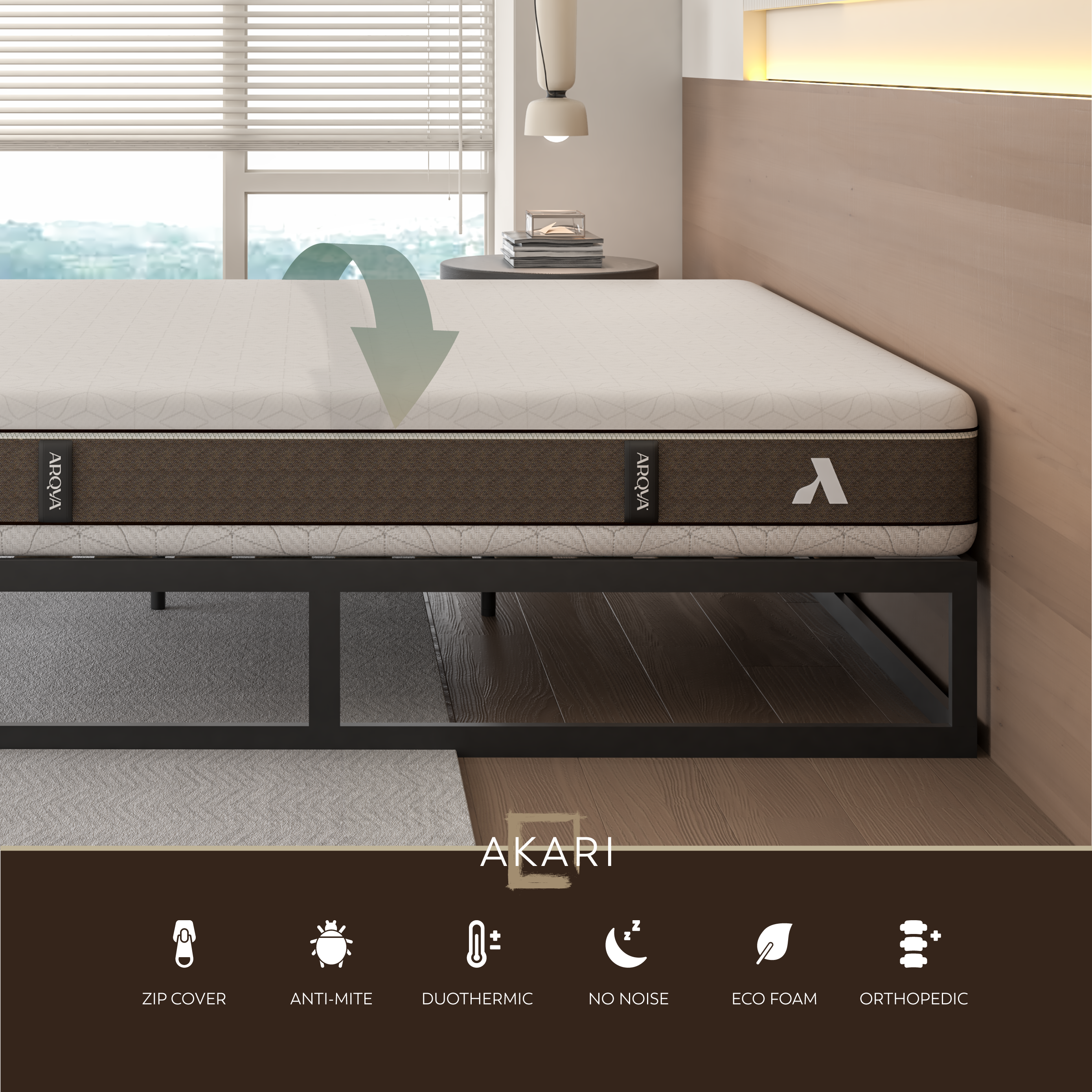 AKARI Colchão de Espuma Viscoelástica | Dupla Firmeza, Infusão de Gel, Alívio de Pressão