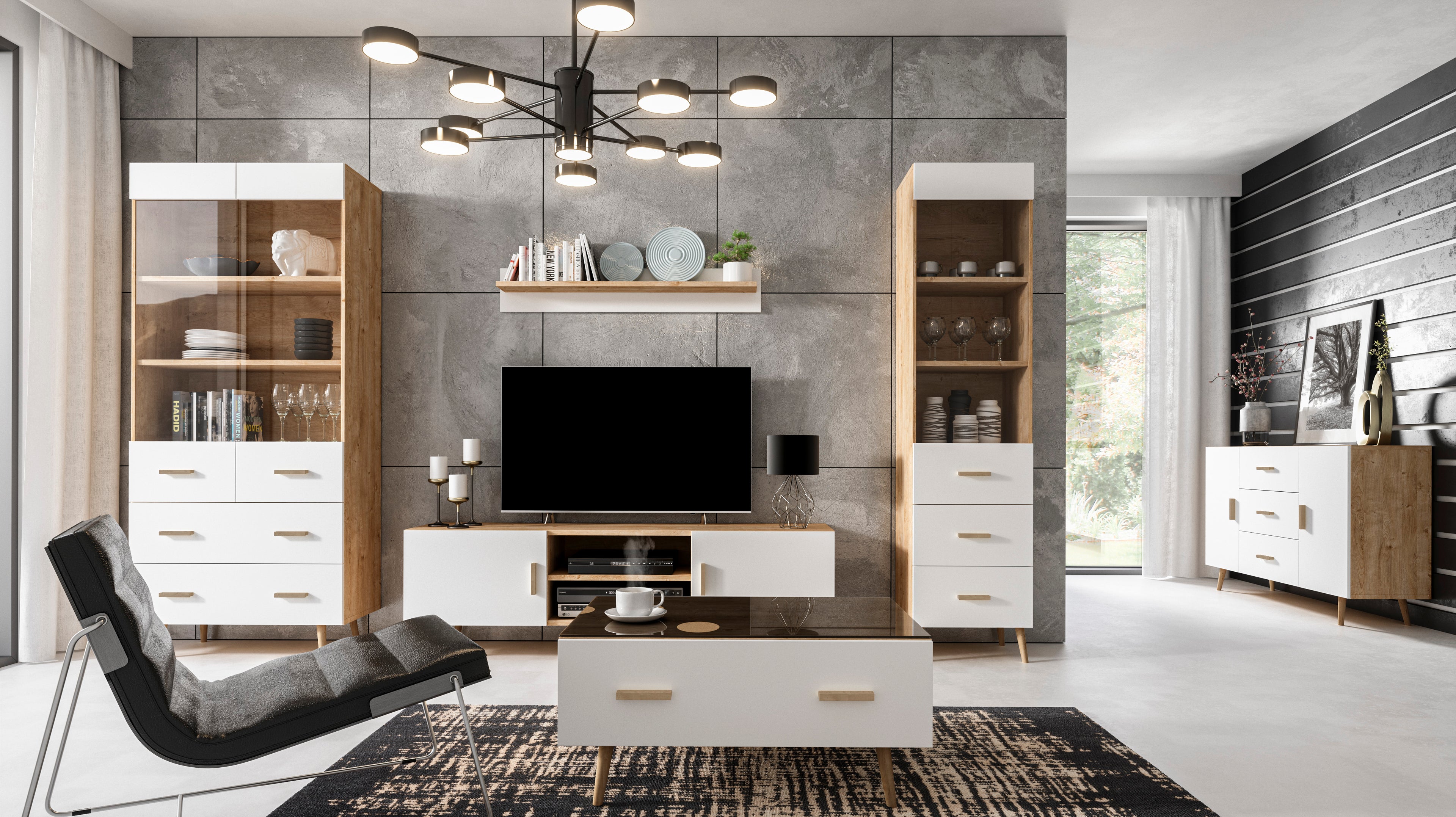 NIZZA – Vitrina Branca ou Cinzenta com 1 ou 2 Colunas | W1D2S / W2D2S