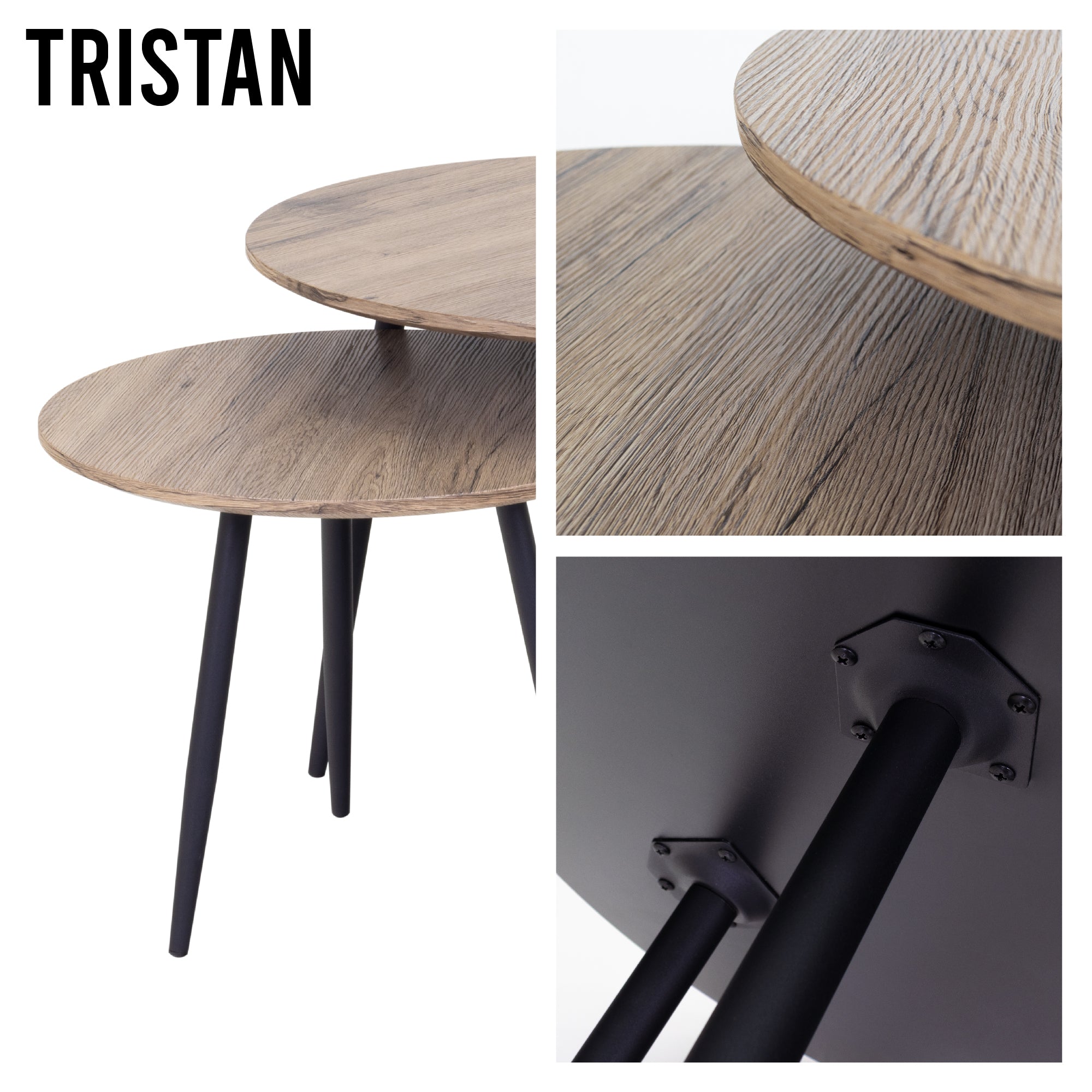 TRISTAN - Conjunto de Mesas de Centro/Apoio