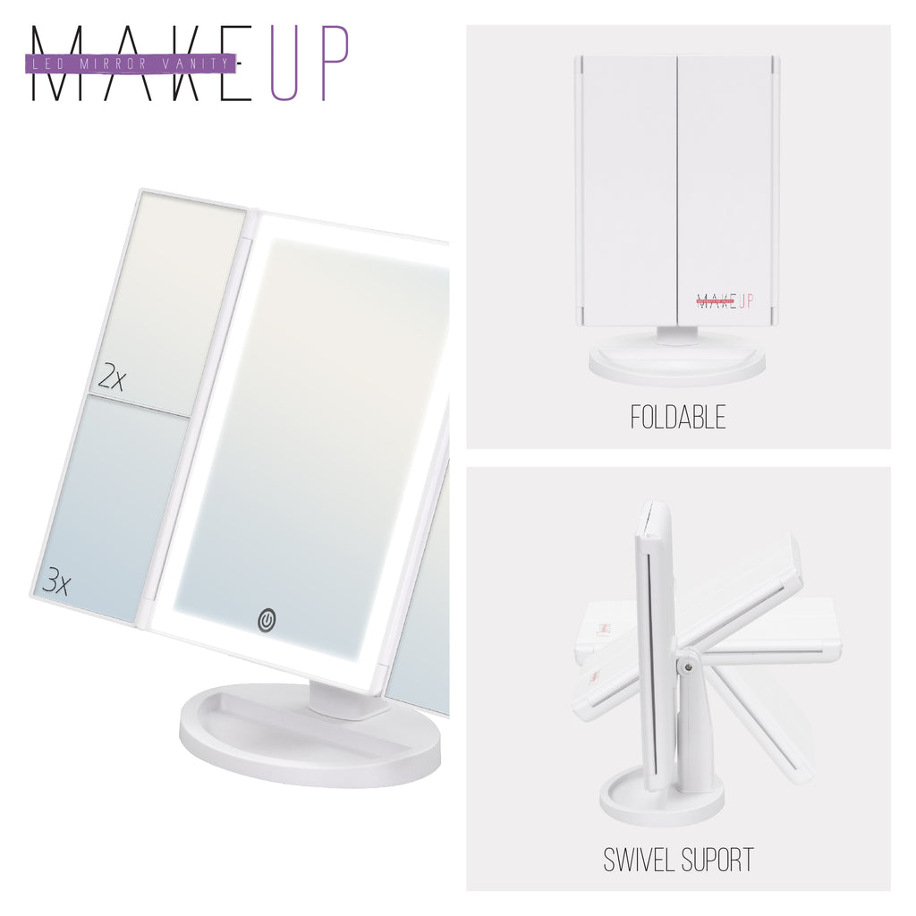 MAKEUP - Espelho de Maquilhagem com Fita de Luz LED e Ampliação