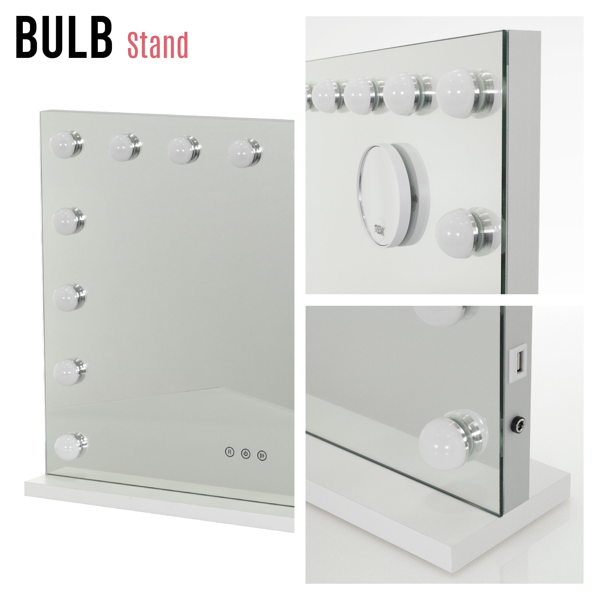 BULB STAND - Espelho de Maquilhagem com 15 Lâmpadas de Luz LED