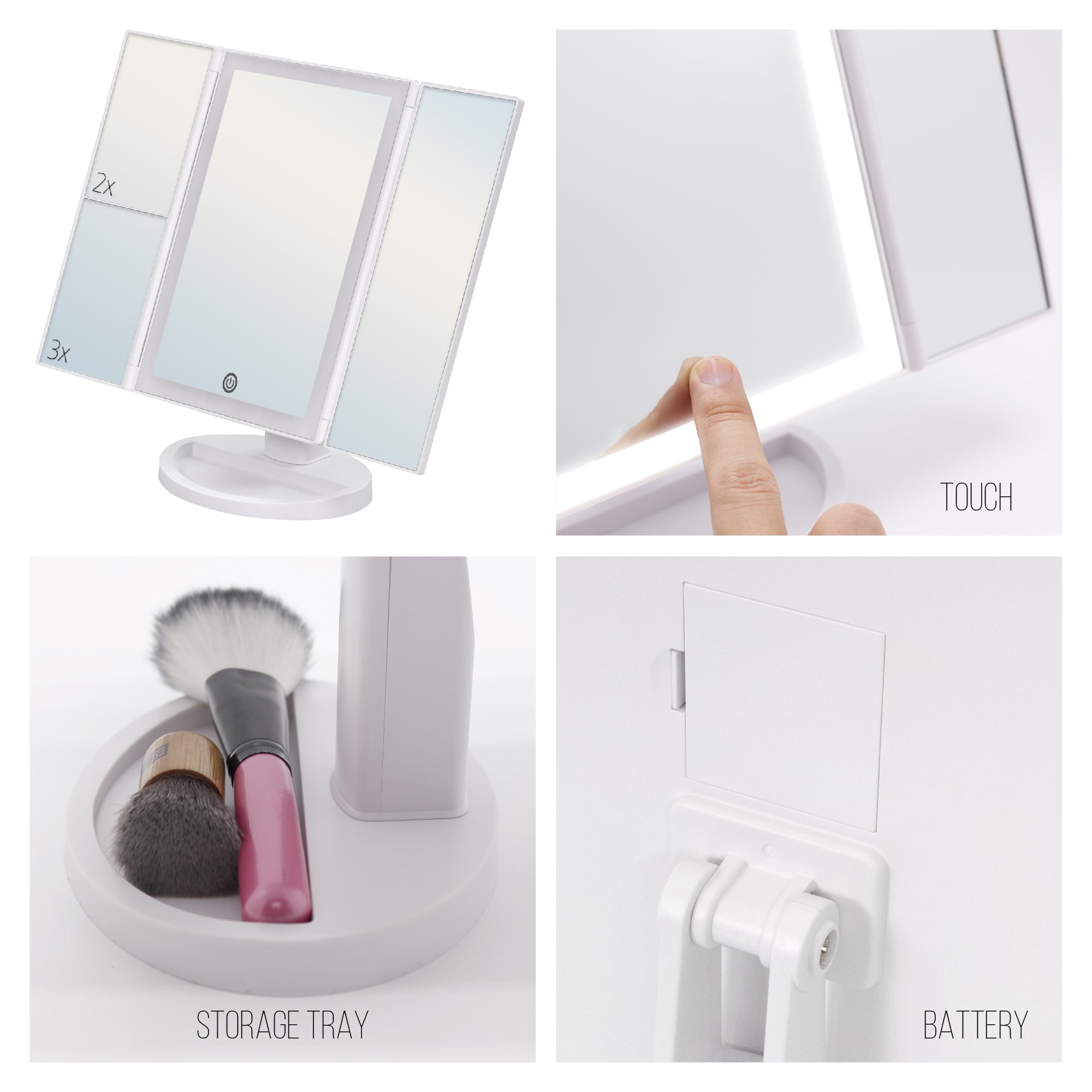 MAKEUP - Espelho de Maquilhagem com Fita de Luz LED e Ampliação