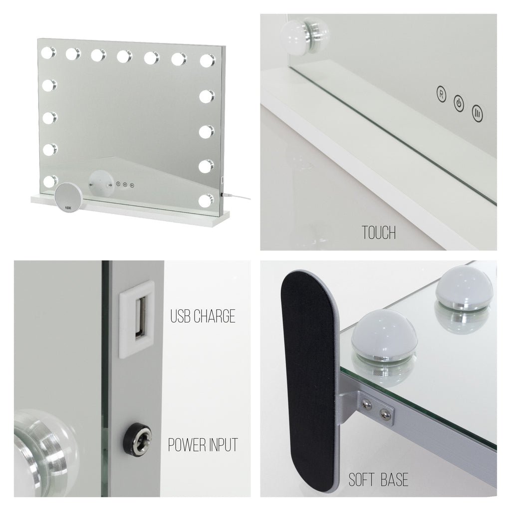 BULB STAND - Espelho de Maquilhagem com 15 Lâmpadas de Luz LED