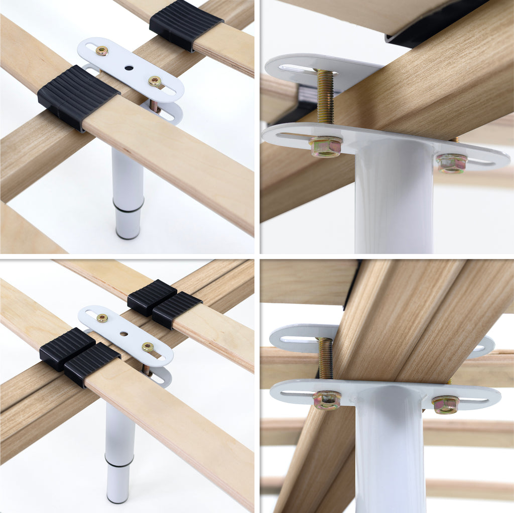 Pé Metálico em T Regulável 18,5–32,5 cm para Móveis e Estrados, até 180 kg, Branco