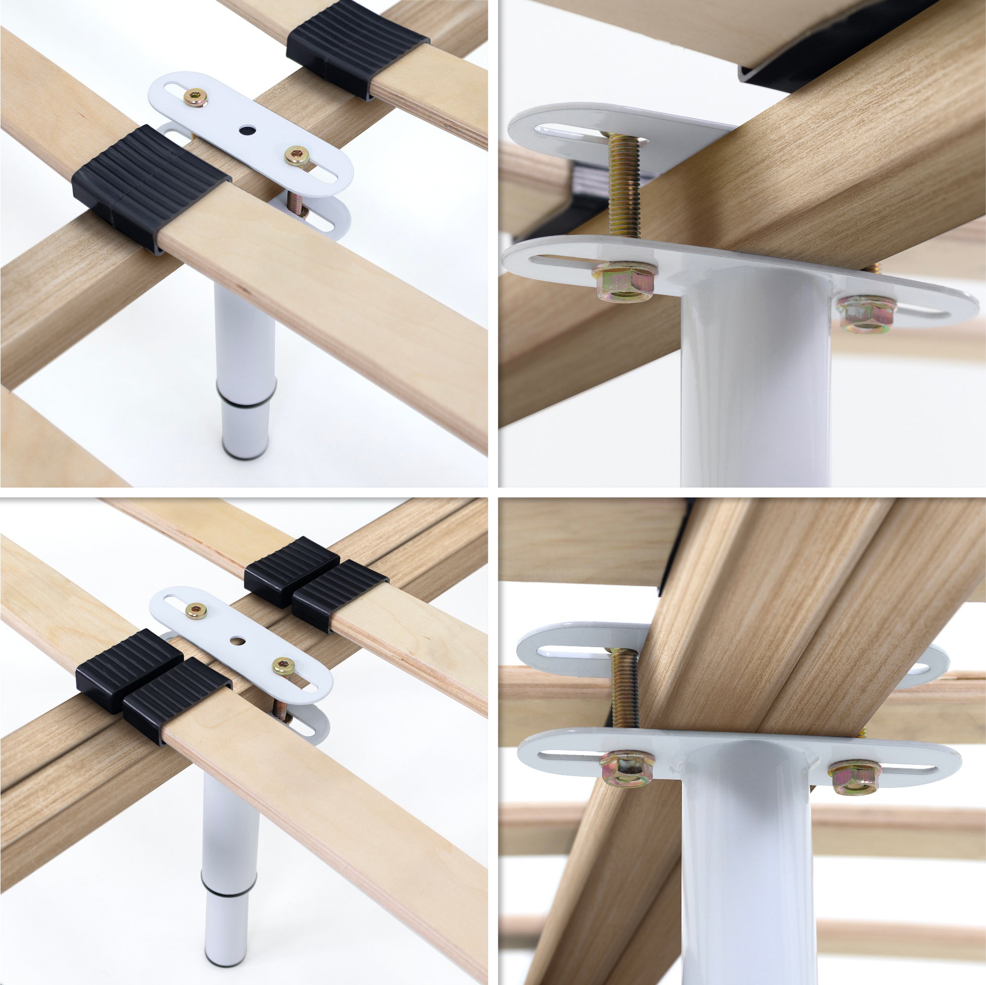 Pé Metálico em T Regulável 18,5–32,5 cm para Móveis e Estrados, até 180 kg, Branco