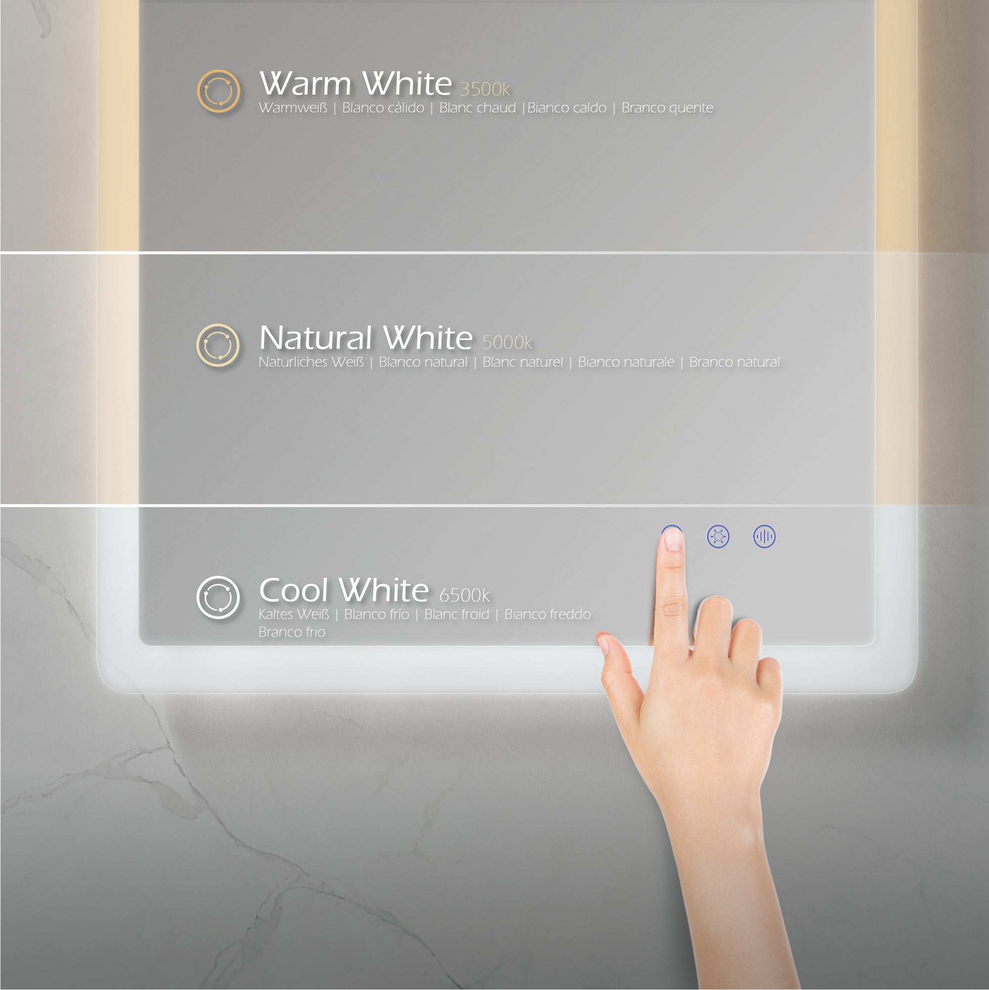 MELLOW - Espelho de Casa de Banho Retangular com Luz LED