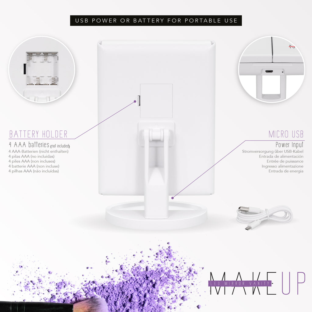 MAKEUP - Espelho de Maquilhagem com Fita de Luz LED e Ampliação