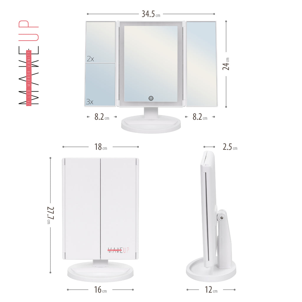 MAKEUP - Espelho de Maquilhagem com Fita de Luz LED e Ampliação