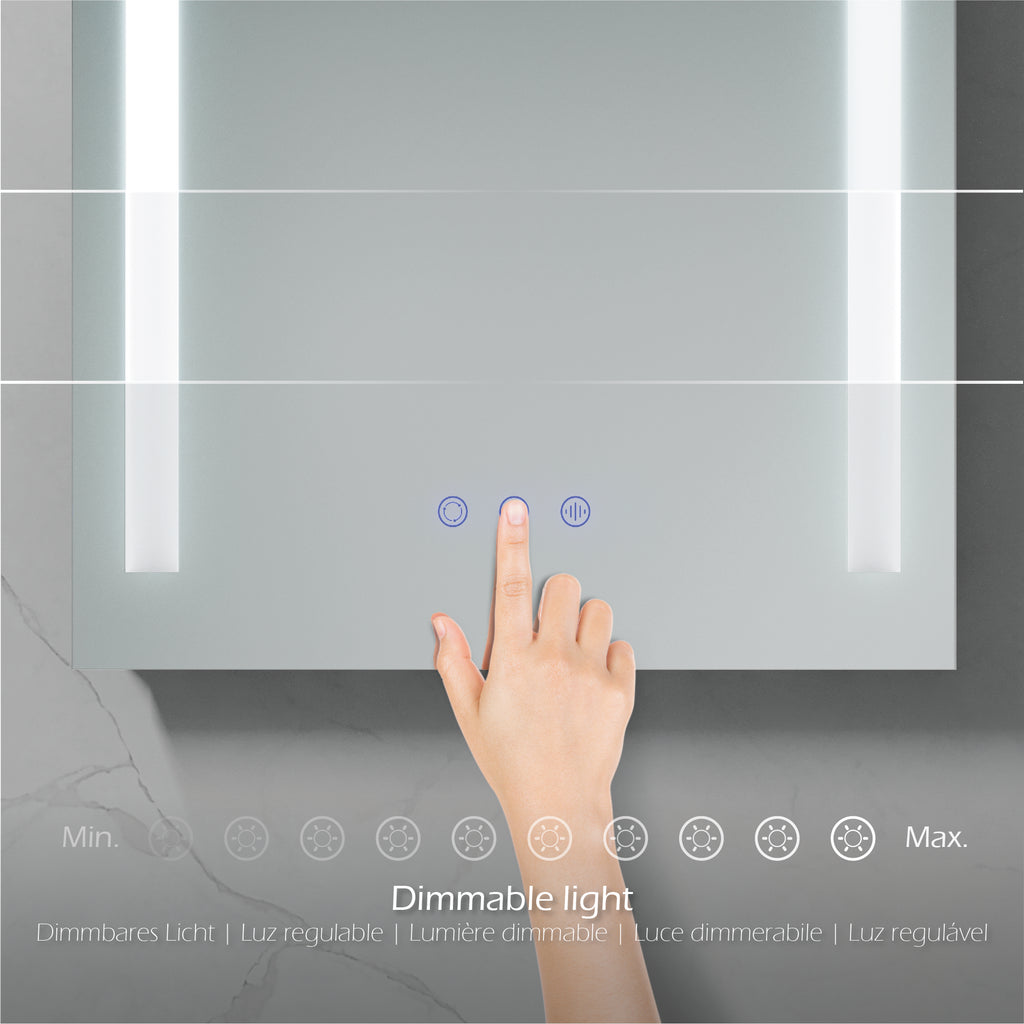 BEAM - Espelho de Casa de Banho Retangular com 2 Tiras de Luz LED