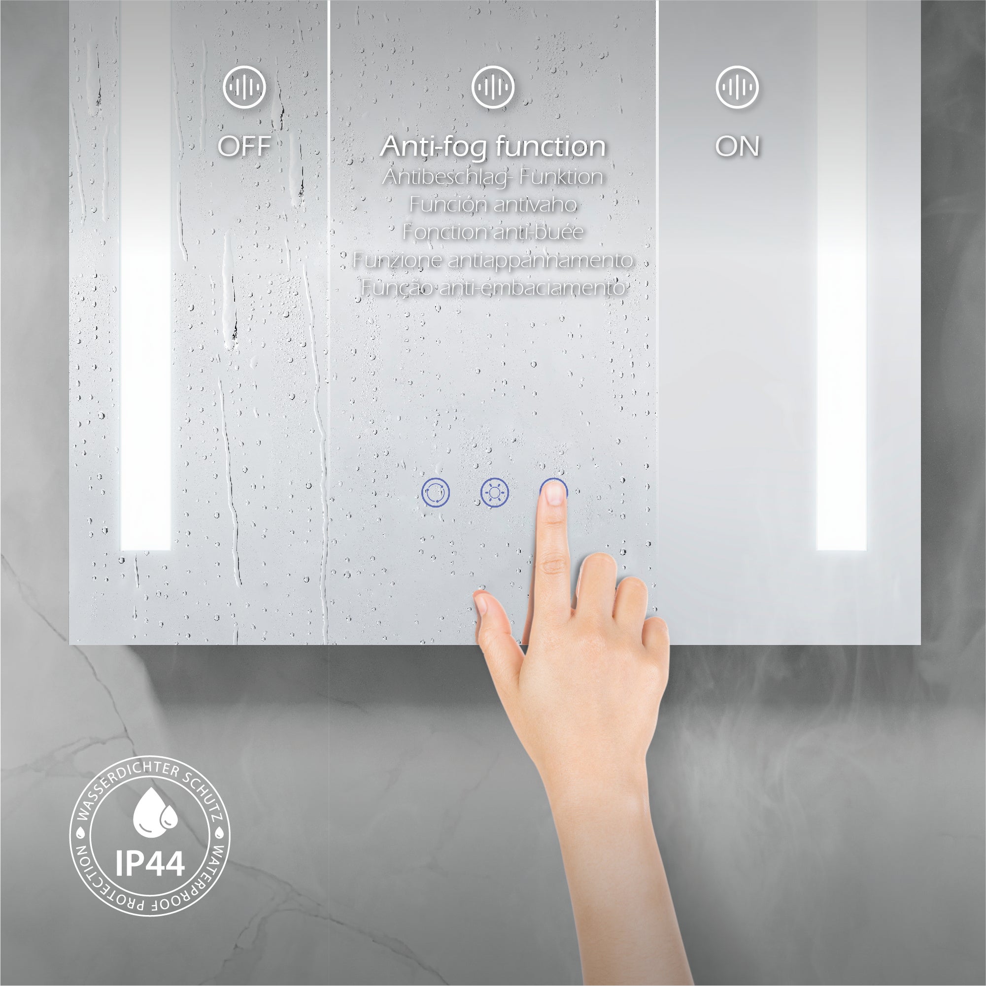 BEAM - Espelho de Casa de Banho Retangular com 2 Tiras de Luz LED