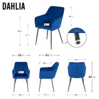 DAHLIA - Conjunto de cadeiras de Refeição em tecido PU ou Veludo