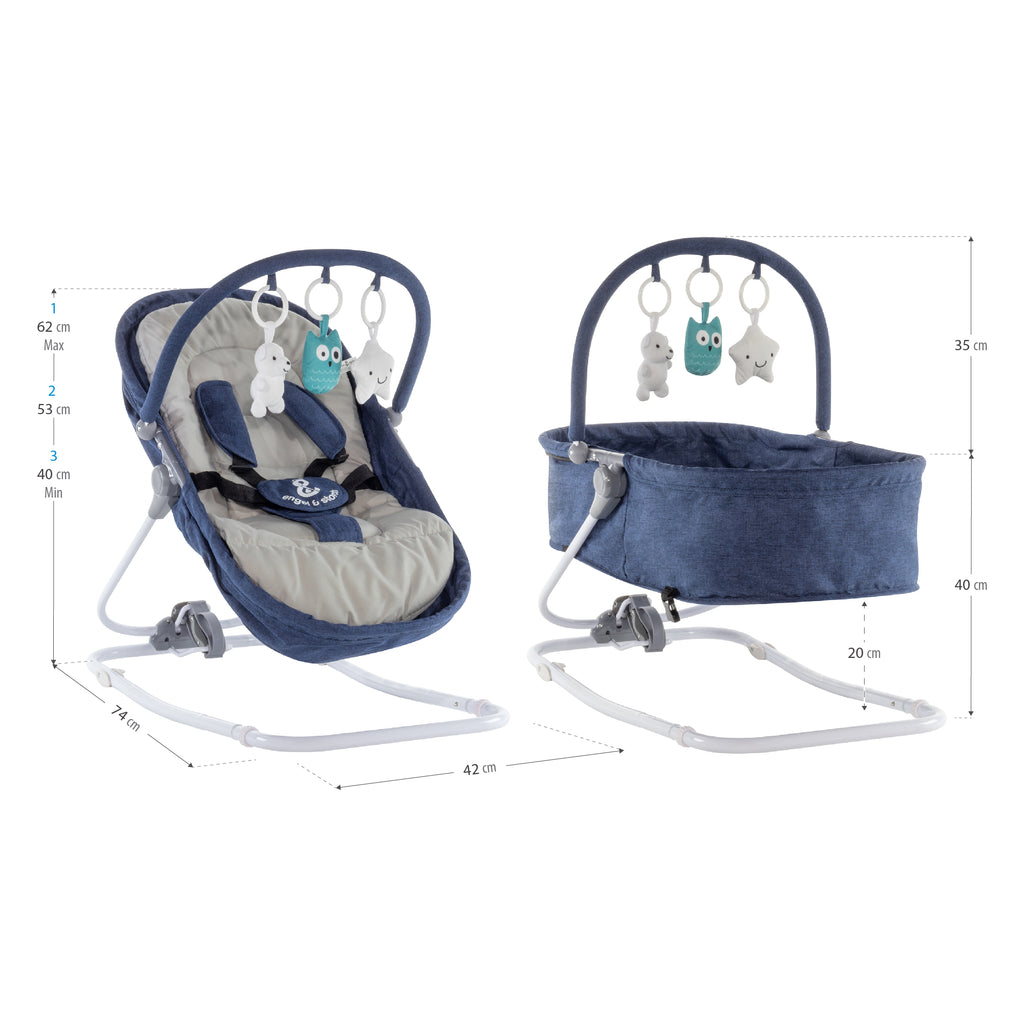 VIGO - Espreguiçadeira & Berço com Cobertura e Arco de Brincar Removivél