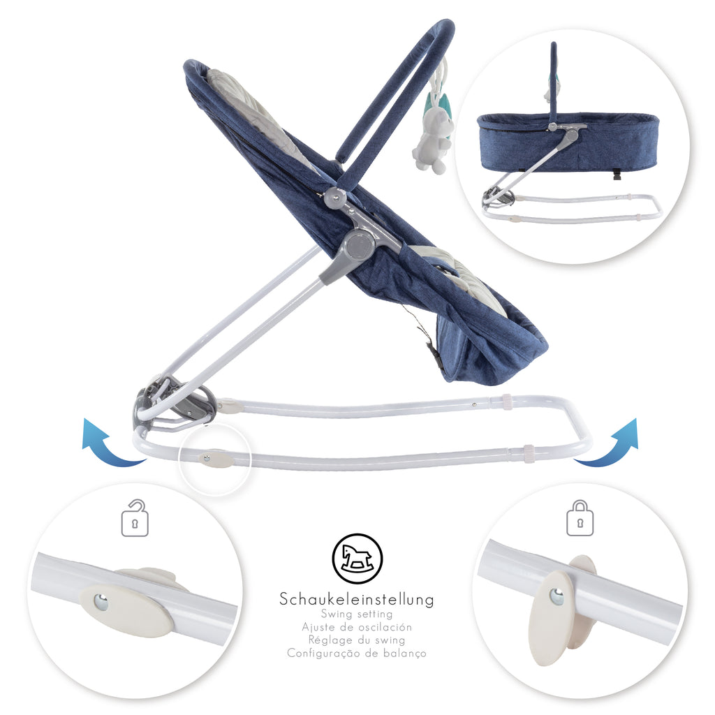 VIGO - Espreguiçadeira & Berço com Cobertura e Arco de Brincar Removivél