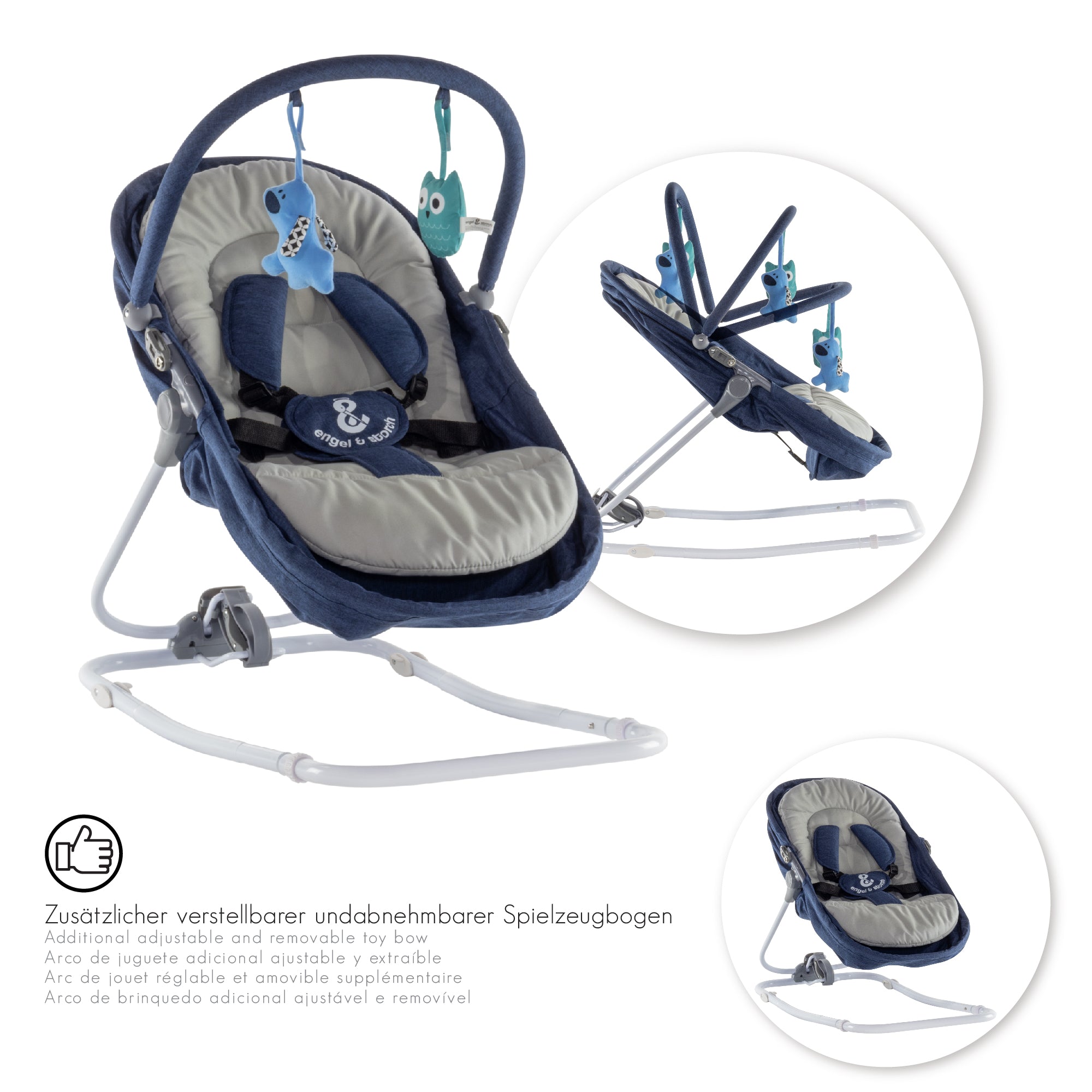 PAVO - Espreguiçadeira e Berço com Rede Mosquiteira, Cobertura e Arco Removível