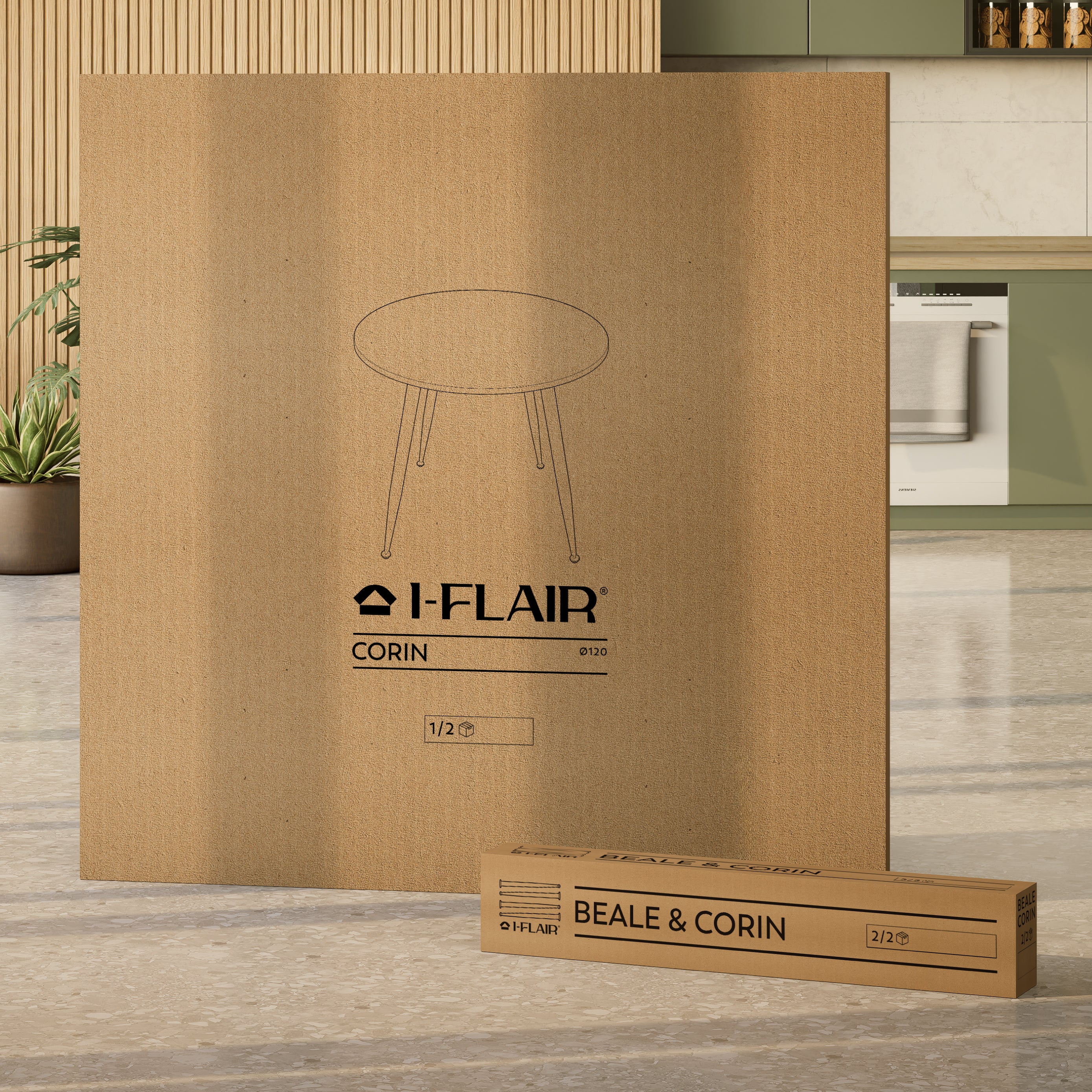 CORIN - Mesa de jantar com tampo de melamina