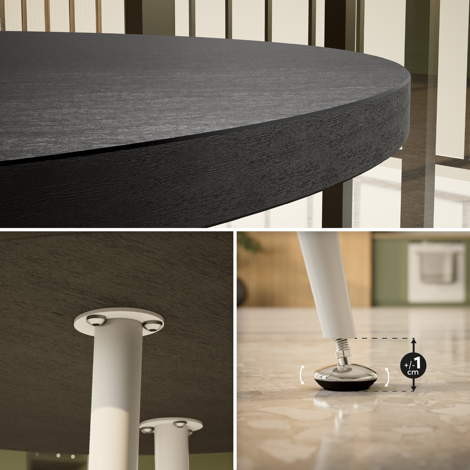 CORIN - Mesa de jantar com tampo de melamina