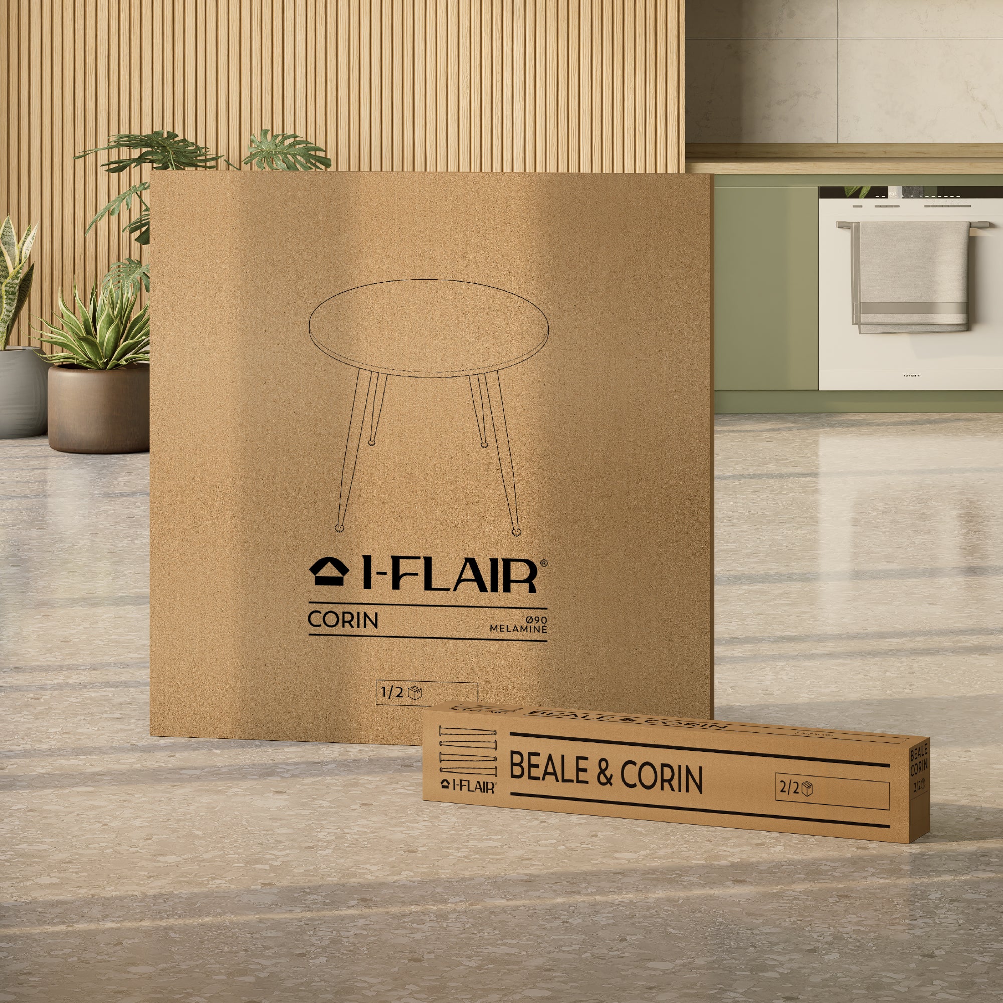 CORIN - Mesa de jantar com tampo de melamina