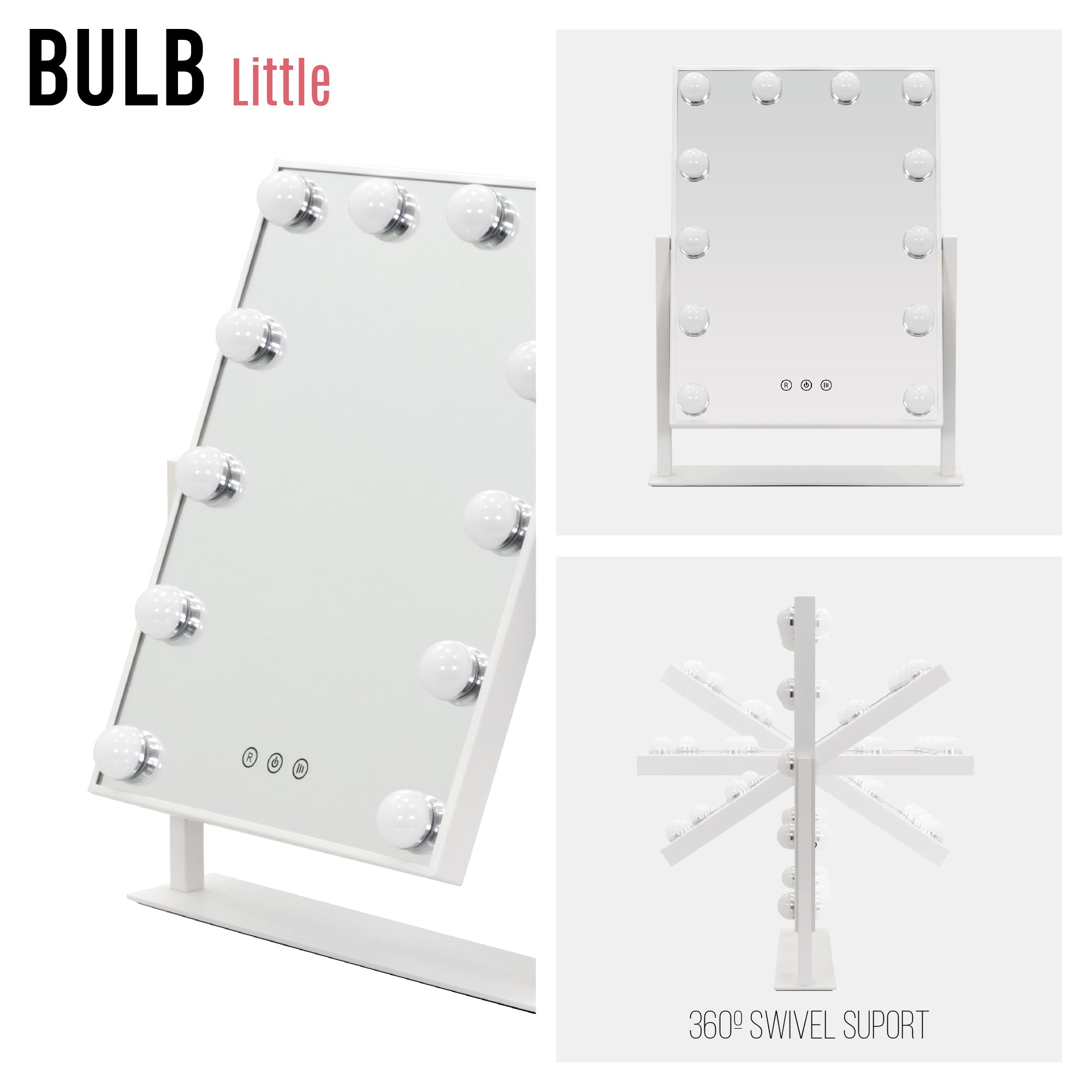 BULB LITTLE - Espelho de Maquilhagem com 12 Lâmpadas de Luz LED