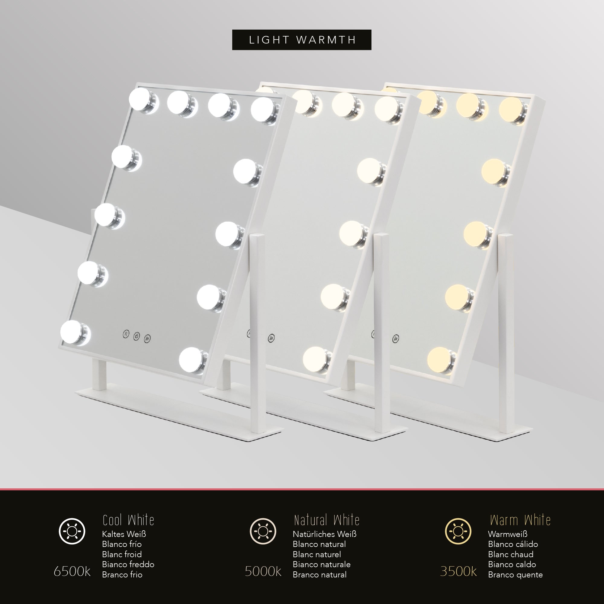 BULB LITTLE - Espelho de Maquilhagem com 12 Lâmpadas de Luz LED