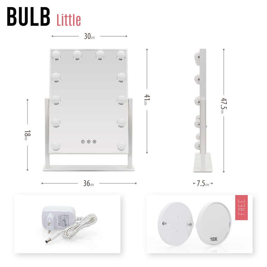 BULB LITTLE - Espelho de Maquilhagem com 12 Lâmpadas de Luz LED