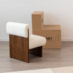 Leah – Cadeirão Acolchoado com Espuma de Alta Densidade 40 kg/m³, Estrutura em Madeira de Bétula, Design Escandinavo, 60x60x75 cm