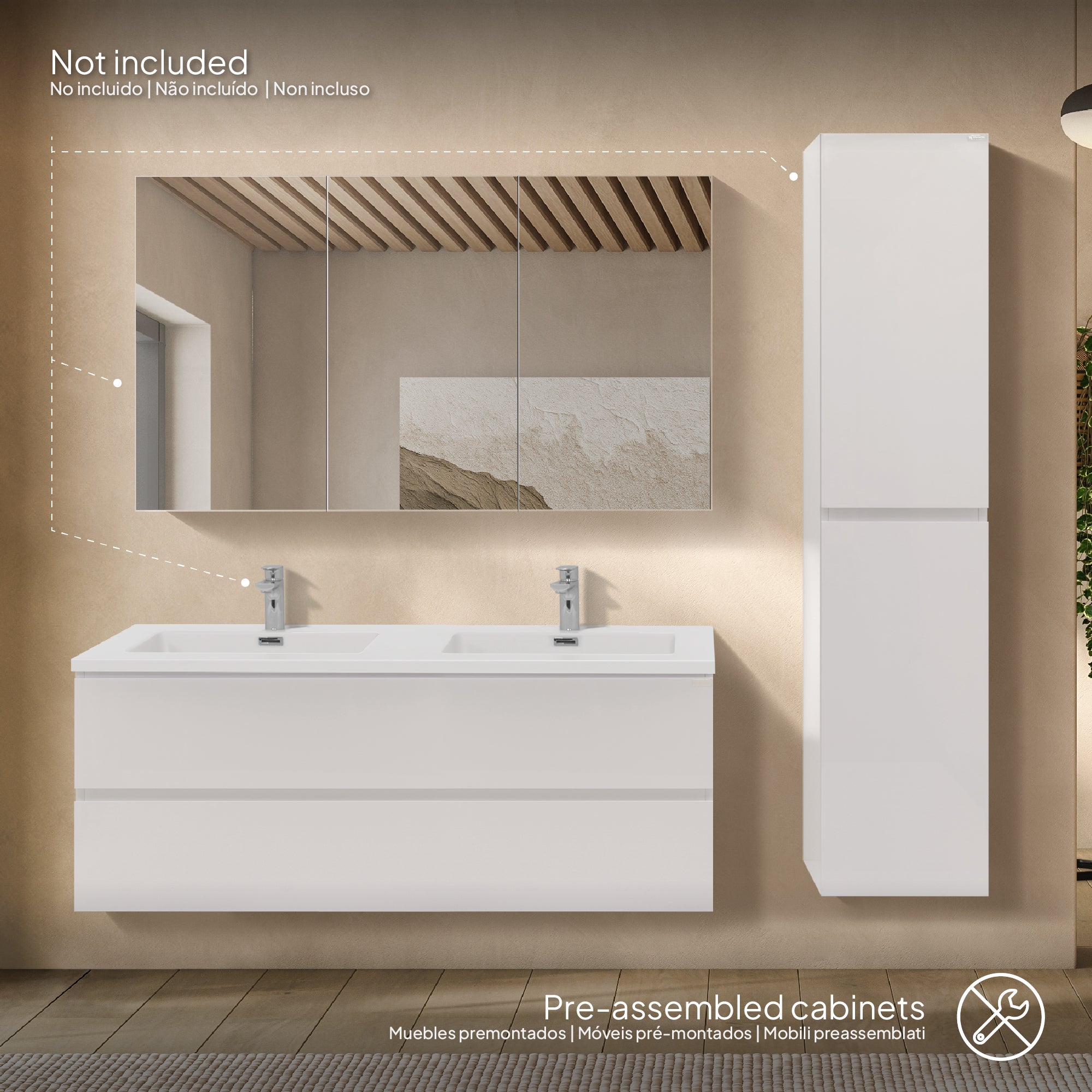 Atena – Móvel de Lavatório Suspenso com Gaveta Soft-Close | Vários Tamanhos e Cores