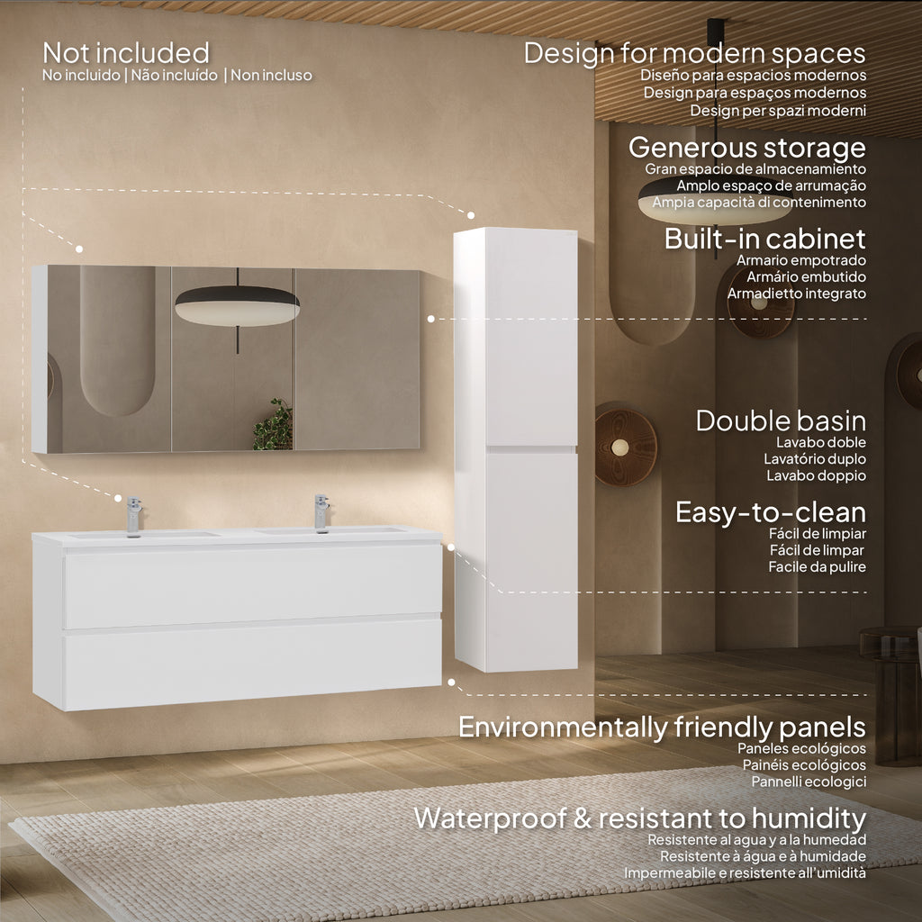 Atena – Móvel de Lavatório Suspenso com Gaveta Soft-Close | Vários Tamanhos e Cores