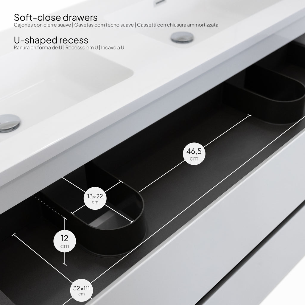 Atena - Conjunto de Casa de Banho Suspenso - Disponível em 60, 80, 100 e 120 cm - Várias Cores