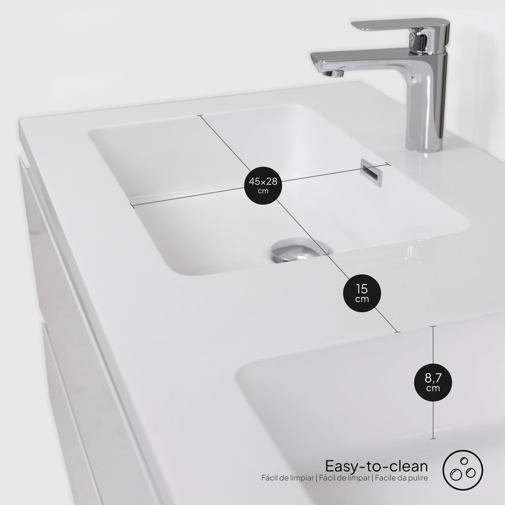 Atena – Móvel de Lavatório Suspenso com Gaveta Soft-Close | Vários Tamanhos e Cores